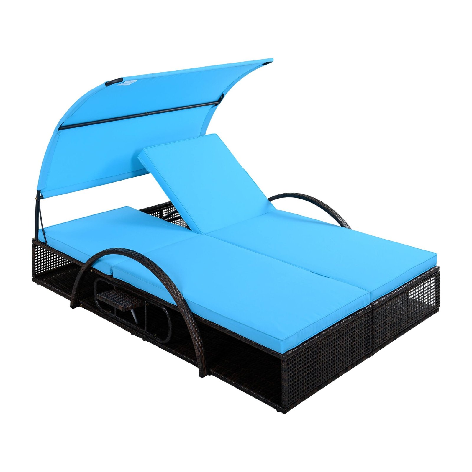 Double Outdoor Sun Lounger with Adjustable Backrest & Hidden Side Table by Leisure Zone - Image 16