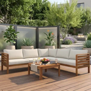 Acacia L-Shape Outdoor Conversation Set by Leisure Zone