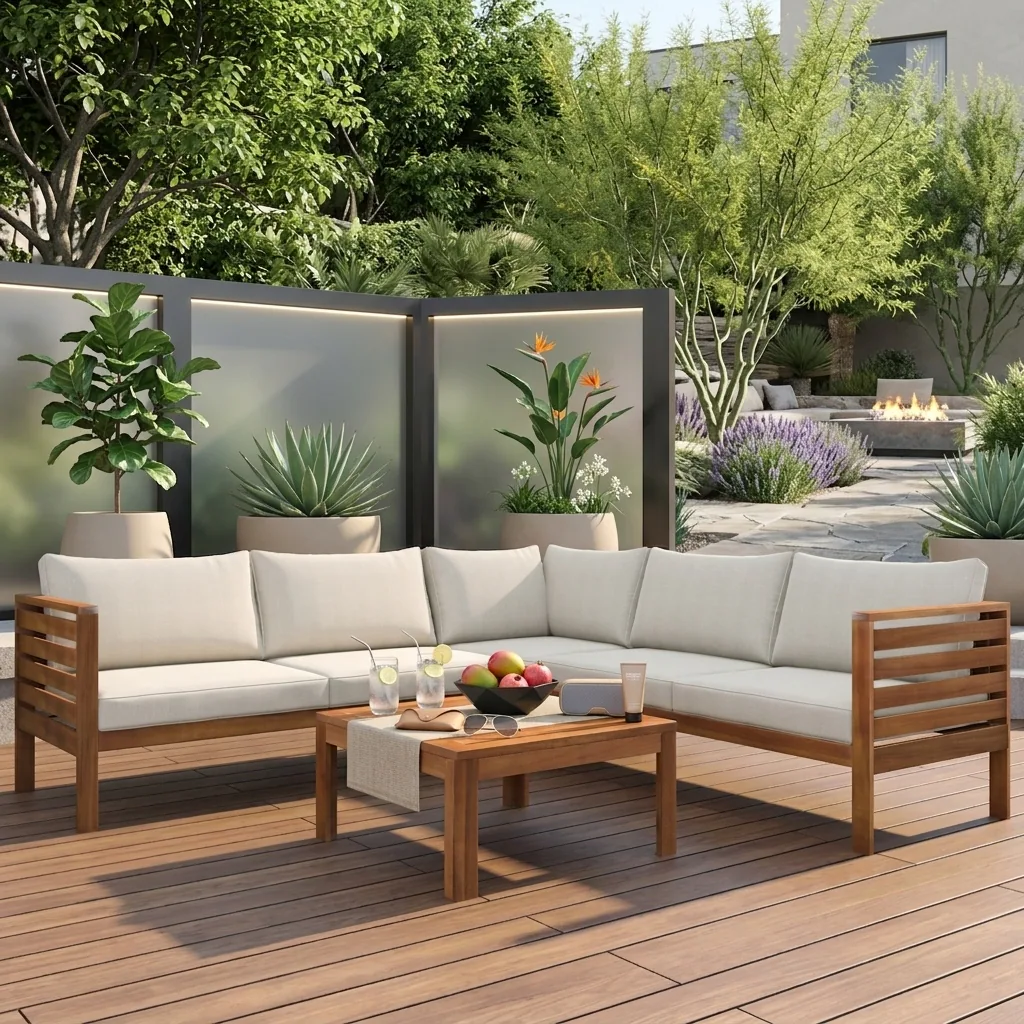 Acacia L-Shape Outdoor Conversation Set by Leisure Zone