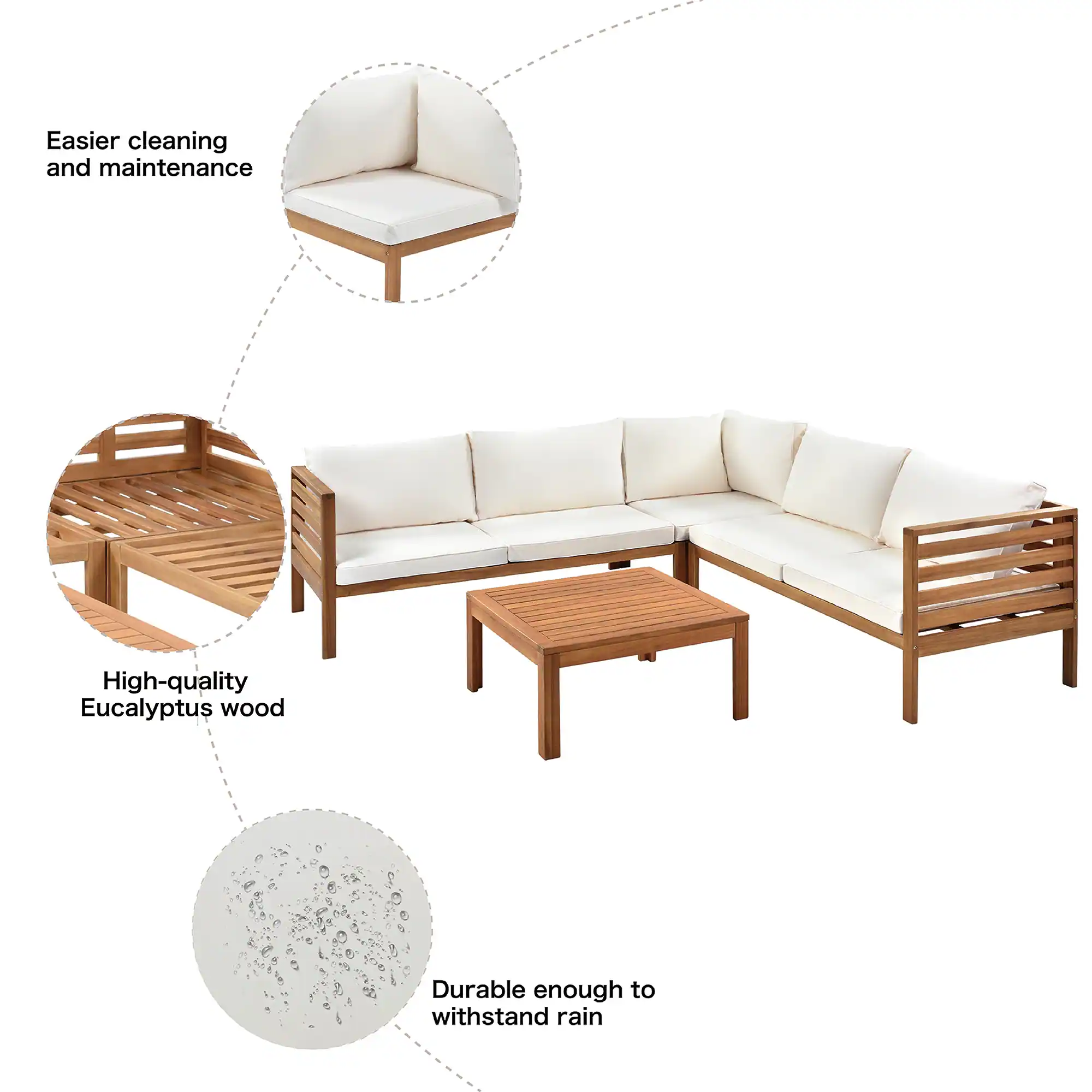 Acacia L-Shape Outdoor Conversation Set by Leisure Zone - Image 9