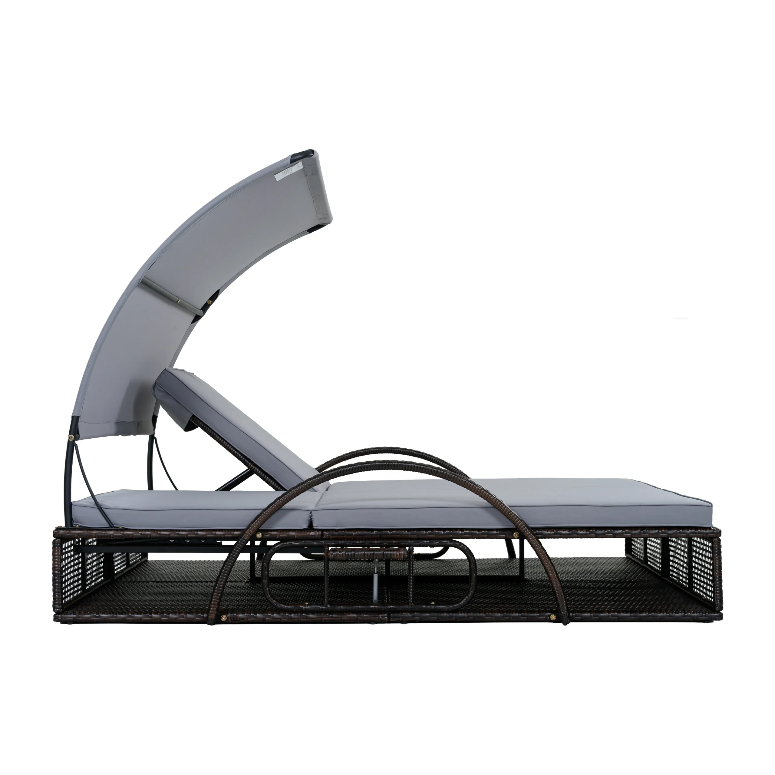 Double Outdoor Sun Lounger with Adjustable Backrest & Hidden Side Table by Leisure Zone - Image 28