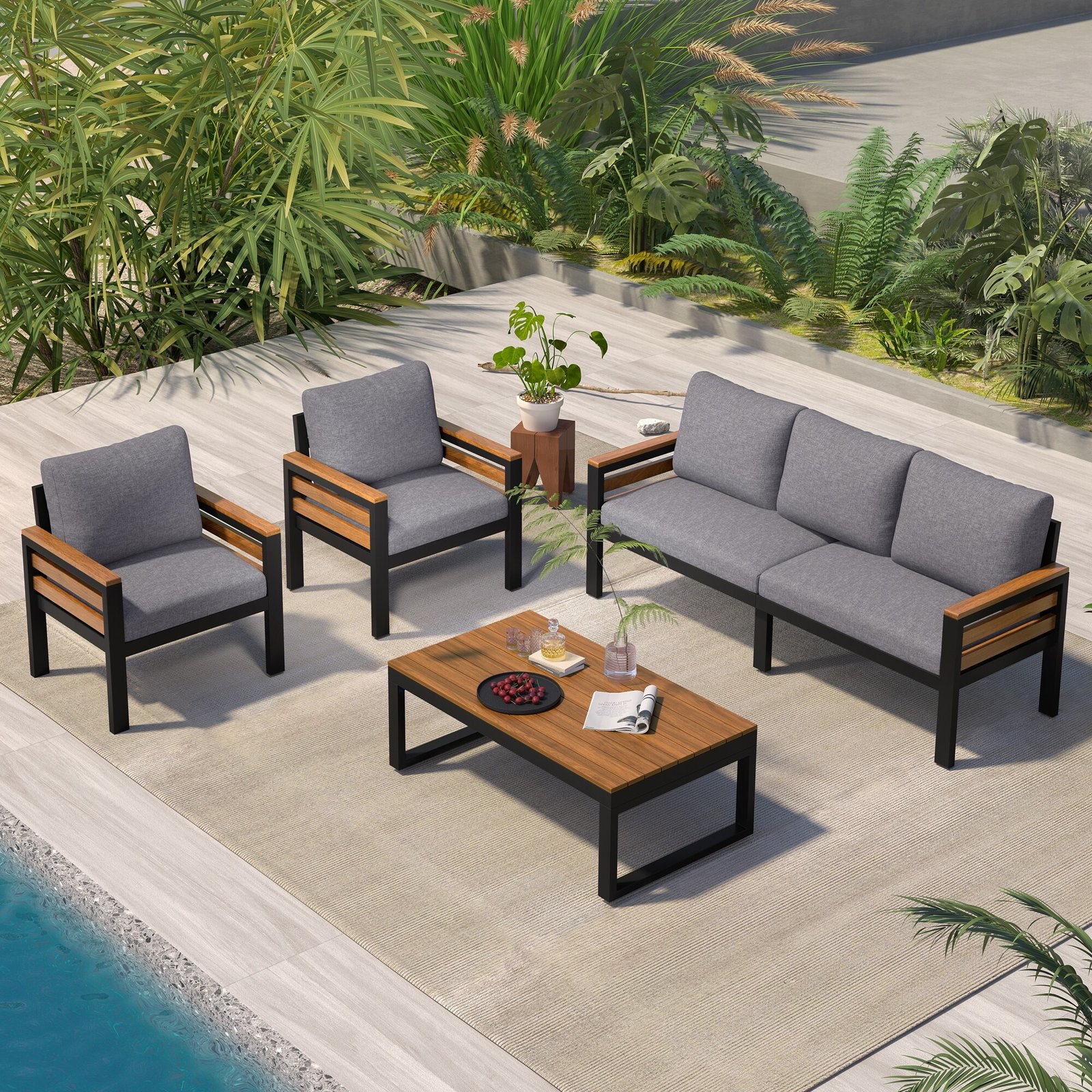 4-Piece Outdoor Patio Conversation Set with A Coffee Table by Leisure Zone - Image 12