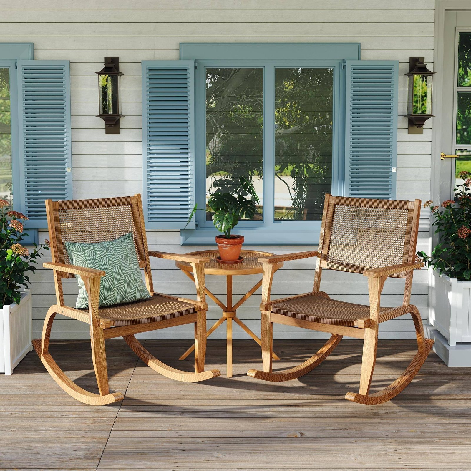 Comfortable Garden Porch Rocking Chairs(Set of 2) by Leisure Zone
