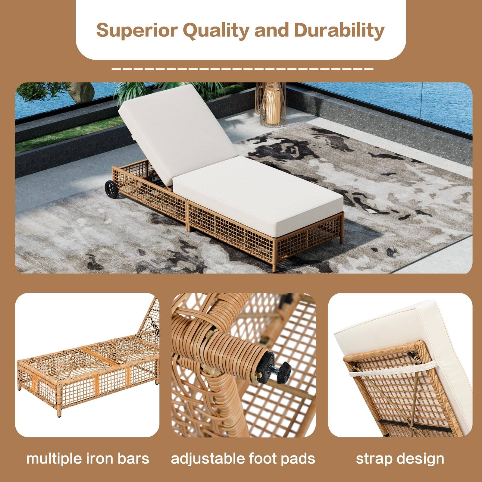 Luxurious Rattan Outdoor Lounge Chair Set of 2 by Leisure Zone - Image 8