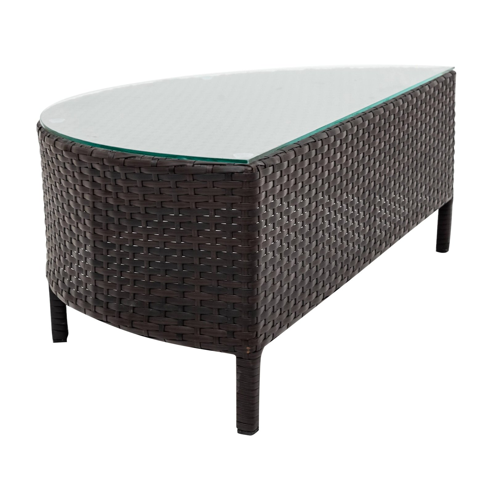 Half-Moon Design All-Weather Brown PE Rattan Wicker Sofa Set with Tempered Glass Table by Leisure Zone - Image 7