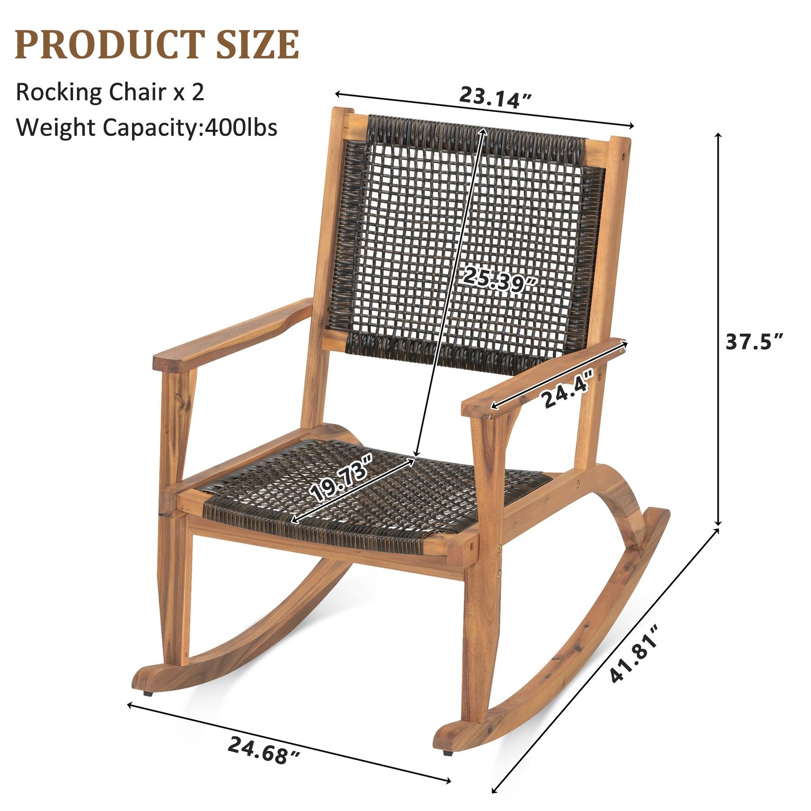 Comfortable Garden Porch Rocking Chairs(Set of 2) by Leisure Zone - Image 16