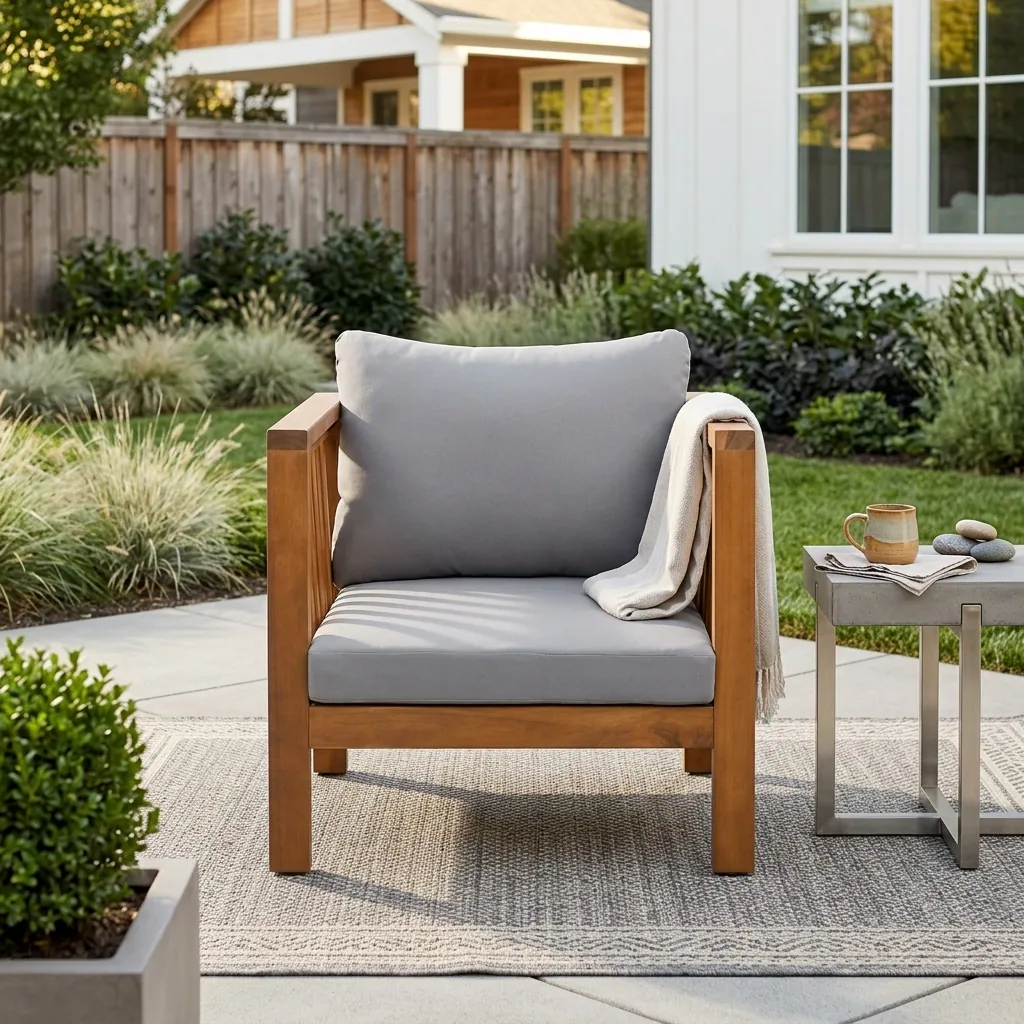 Outdoor Acacia Club Chair with Square Arms by Leisure Zone - Image 14