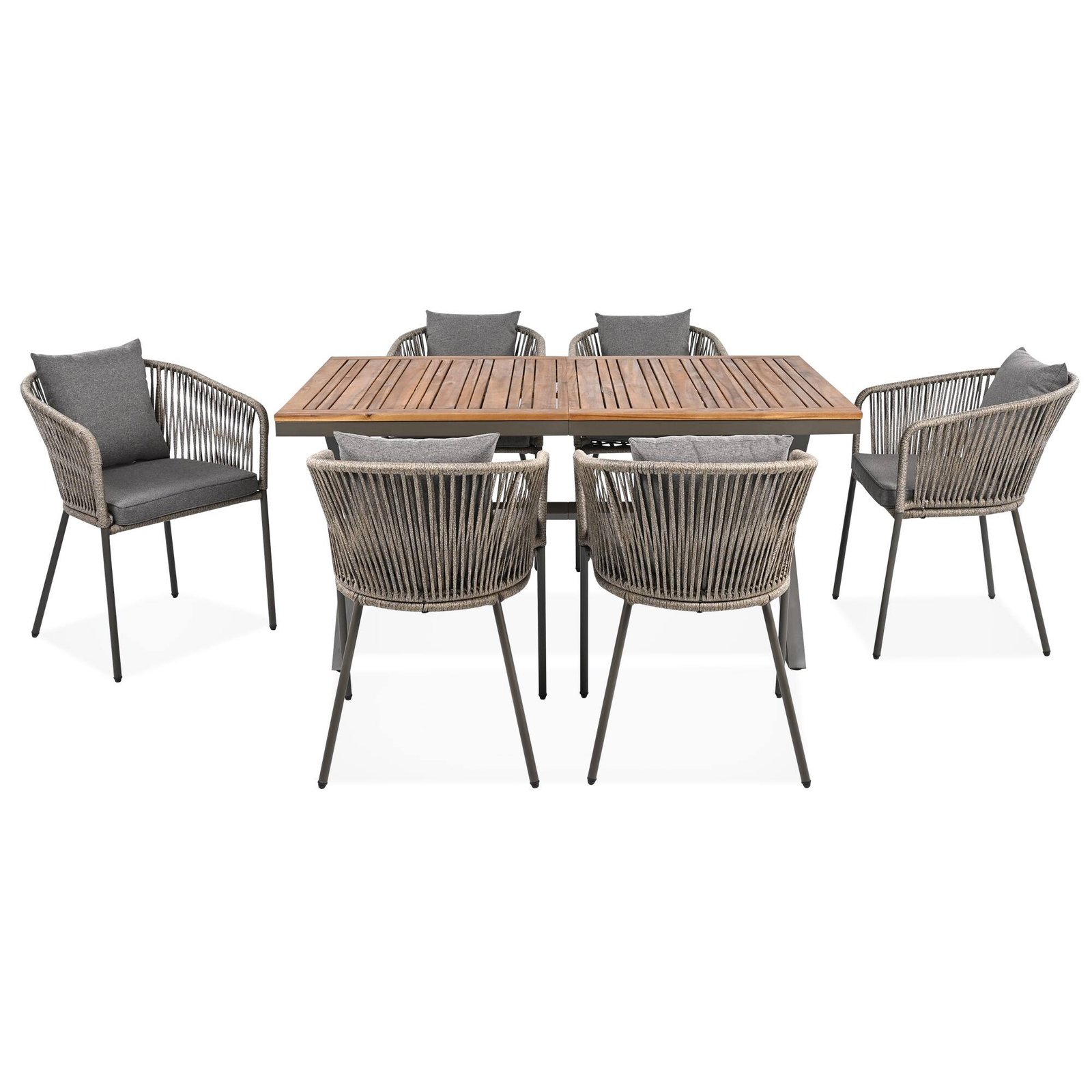 7-Piece Patio Dining Set with Acacia Wood Table and Ergonomically Designed Chairs by Leisure Zone - Image 13