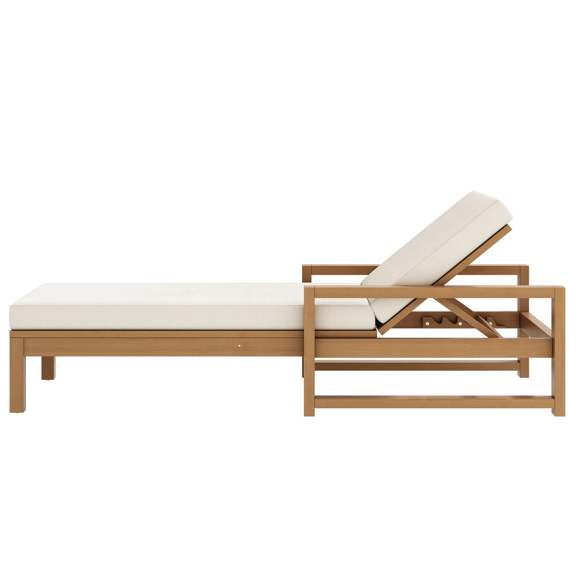 Acacia Wood 5-Position Outdoor Chaise Lounge Chairs Set of 2 by Leisure Zone - Image 4