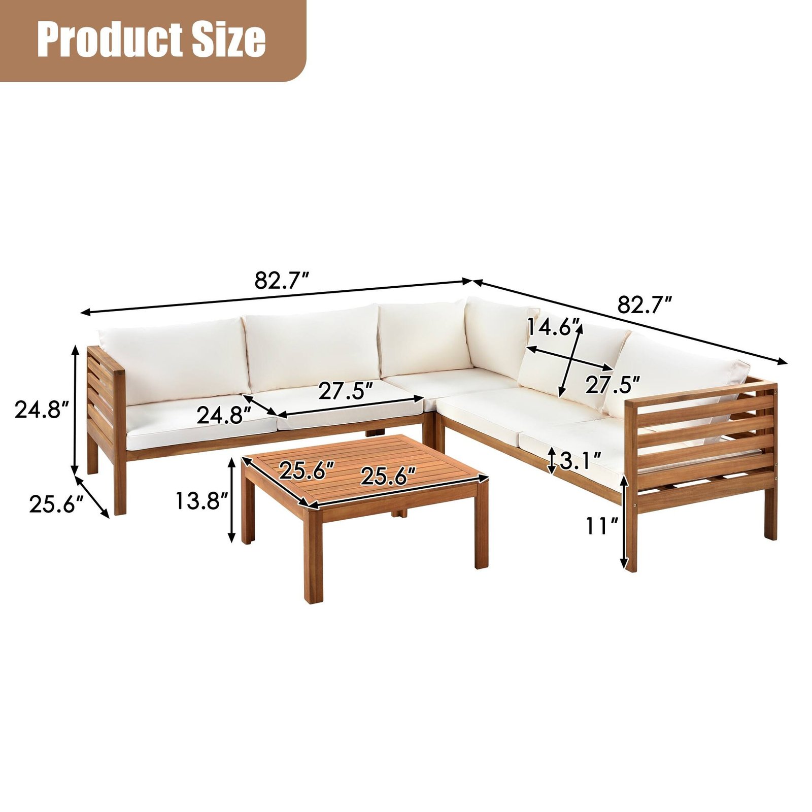 Acacia L-Shape Outdoor Conversation Set by Leisure Zone - Image 11