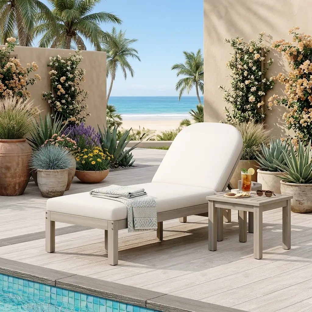 5-Position Adjustable Outdoor Chaise Lounge with Arched Backrest by Leisure Zone - Image 20