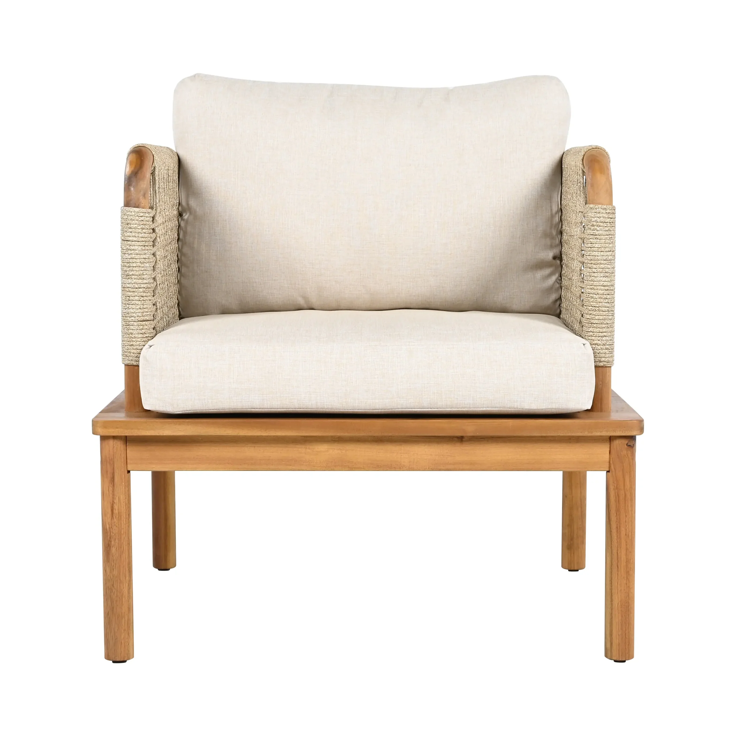Acacia Wood Patio Sofa Set with Handwoven Rope Arms by Leisure Zone - Image 7