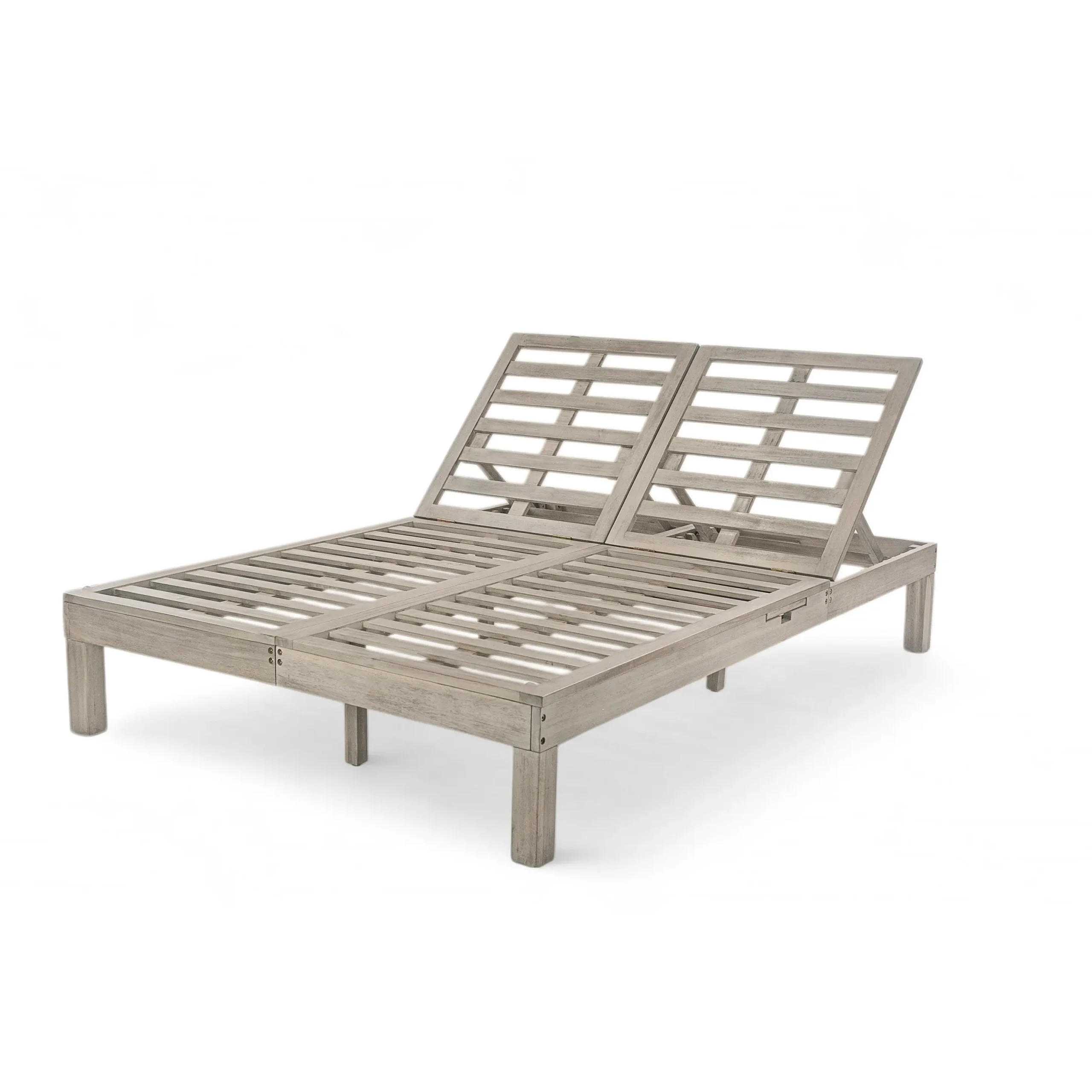Elegant 5-Position Adjustable Double Chaise Lounge with Side Table by Leisure Zone - Image 16