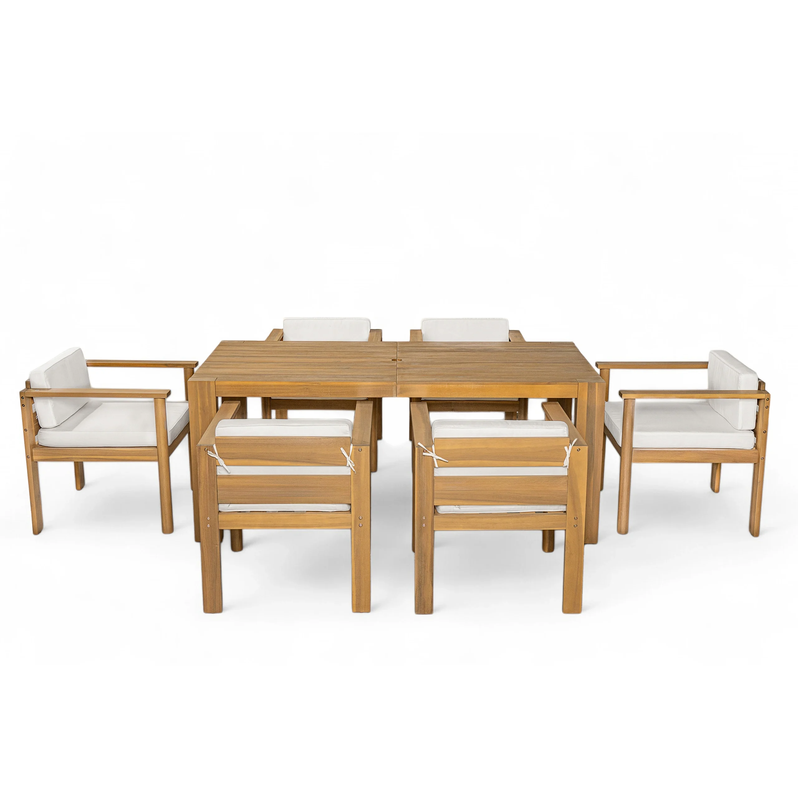 7-Piece Outdoor Acacia Wood Patio Dining Set for 6 by Leisure Zone - Image 4