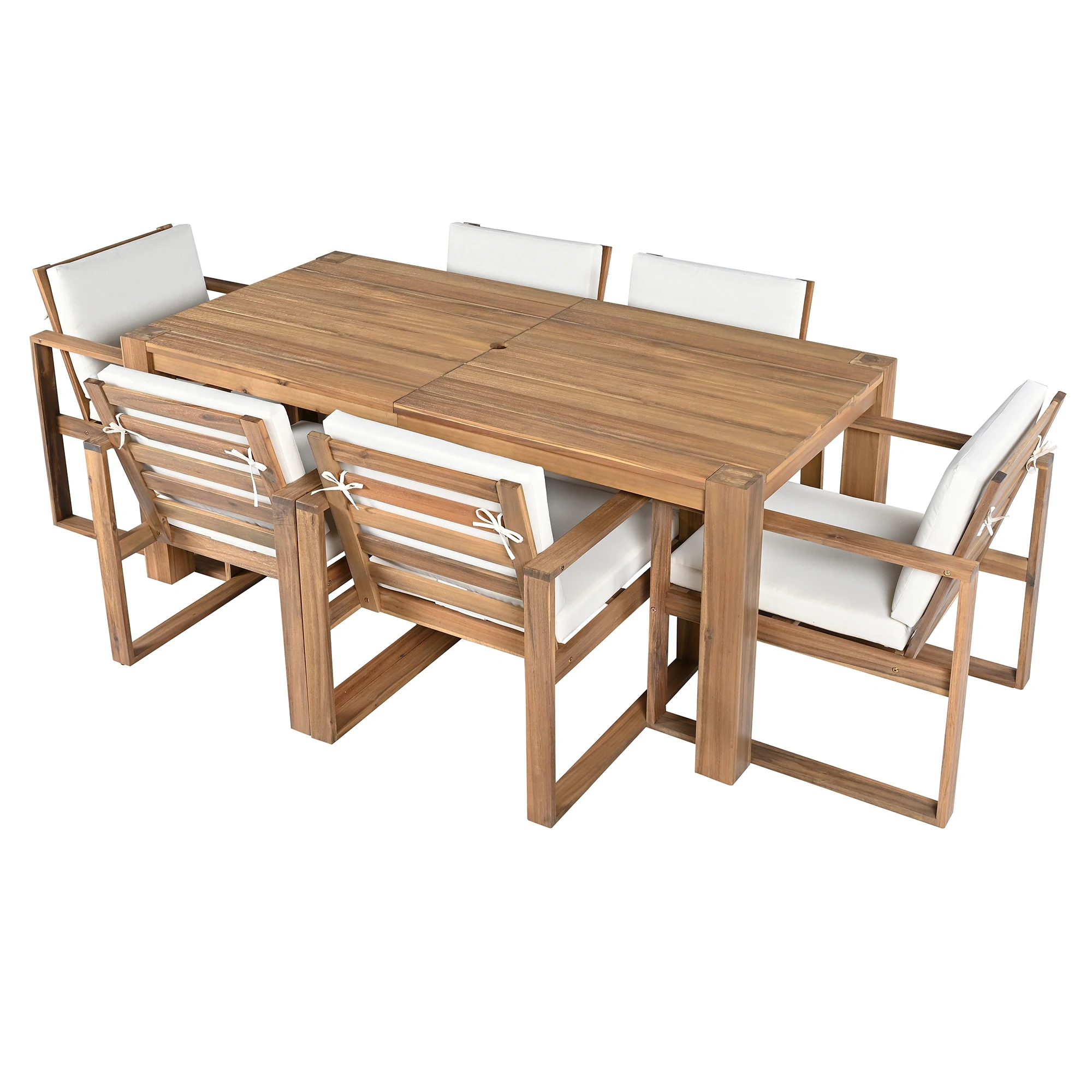 Acacia Wood Patio Table & Chairs with Cushions by Leisure Zone - Image 5