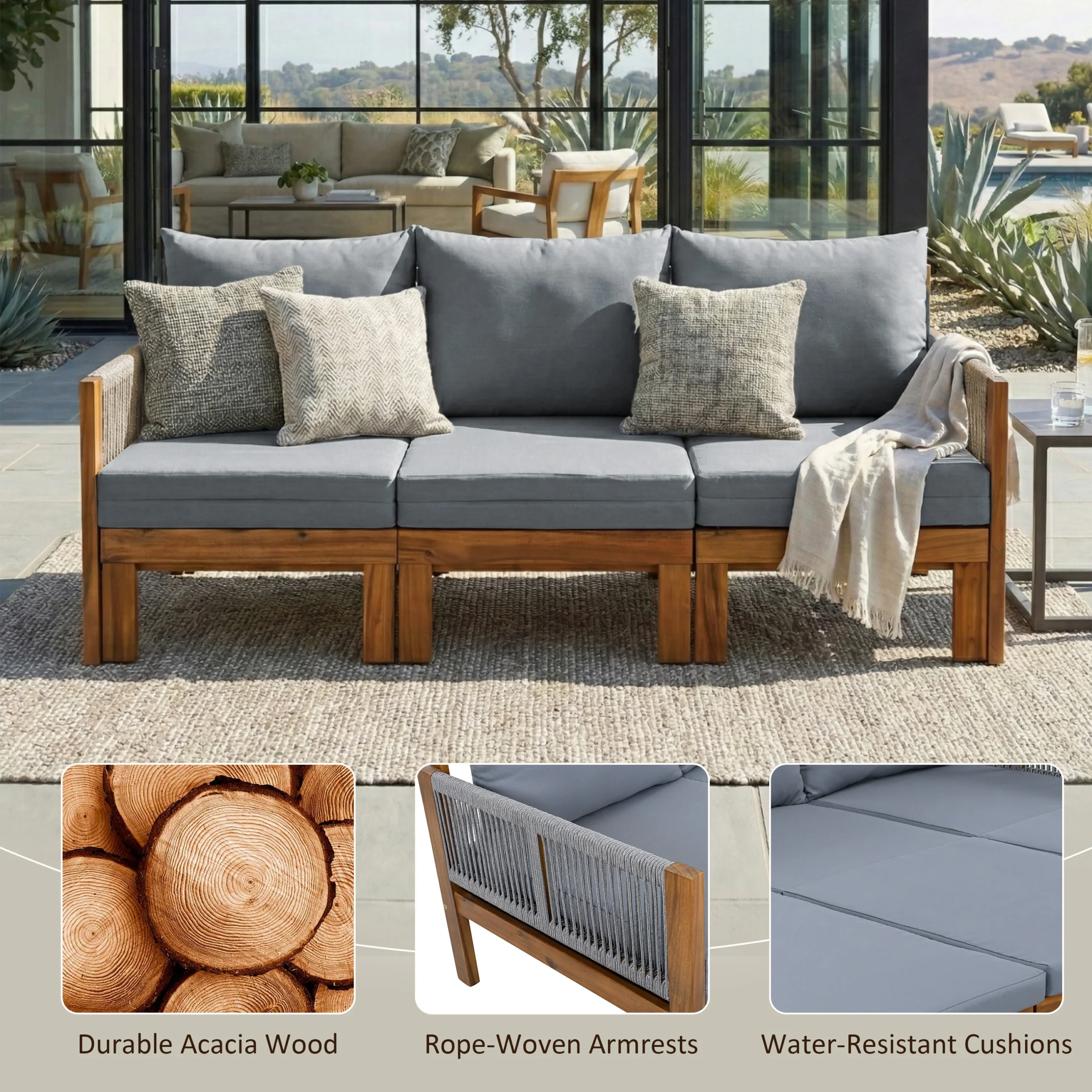 3-in-1 Outdoor Daybed & Patio Sofa with Pull-Out Sleeper by Leisure Zone - Image 29