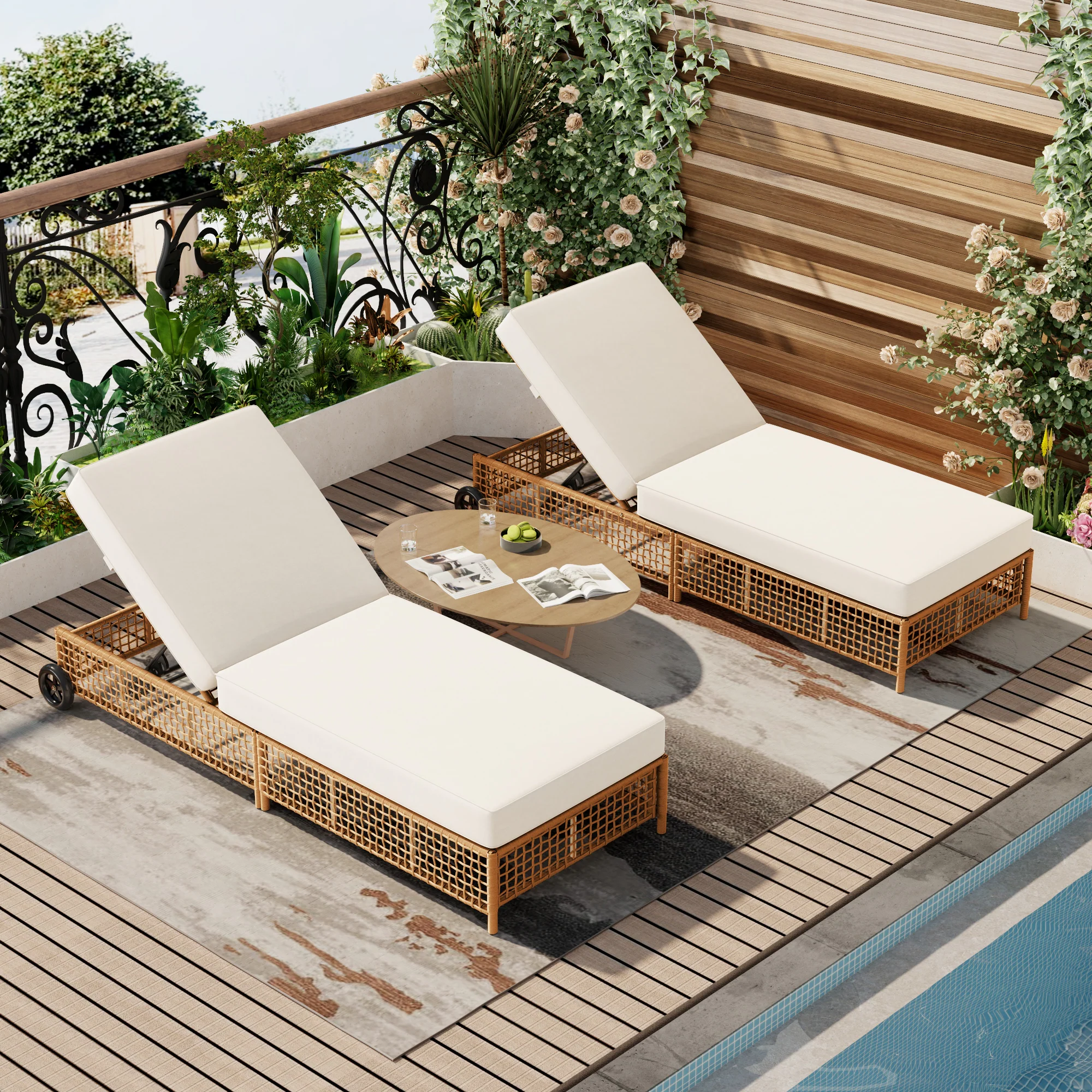 Luxurious Rattan Outdoor Lounge Chair Set of 2 by Leisure Zone - Image 3