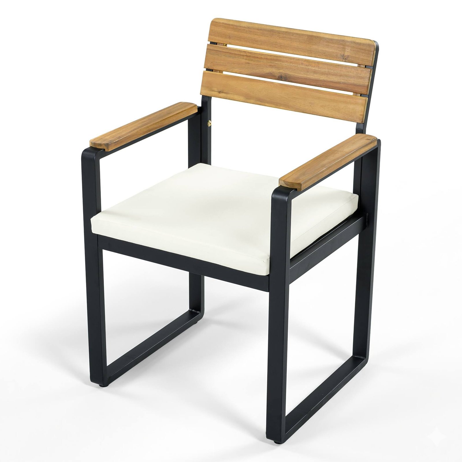 Acacia Wood & Steel Patio Dining Set with Cushioned Chairs & Bench by Leisure Zone - Image 8