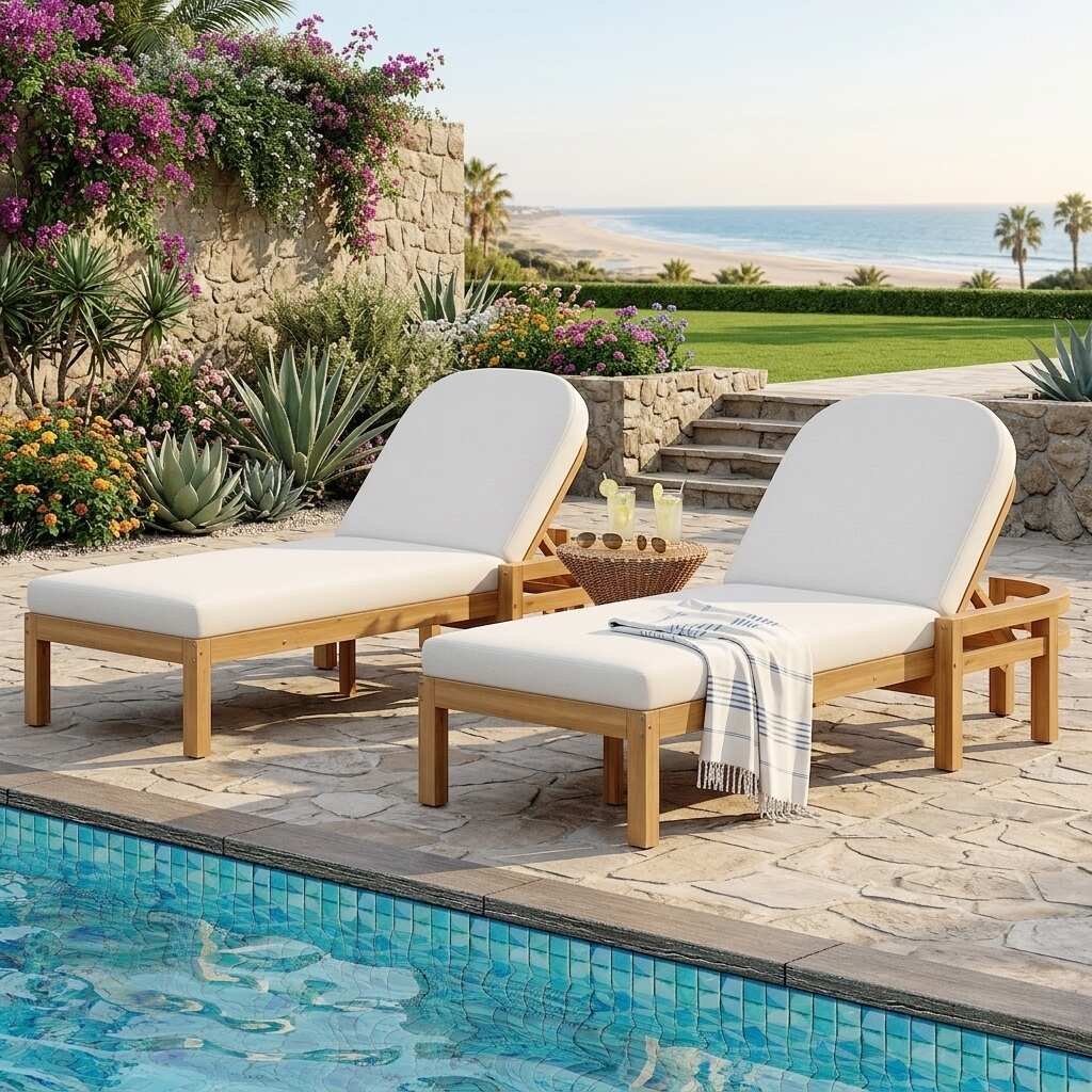5-Position Adjustable Outdoor Chaise Lounge with Arched Backrest by Leisure Zone - Image 23