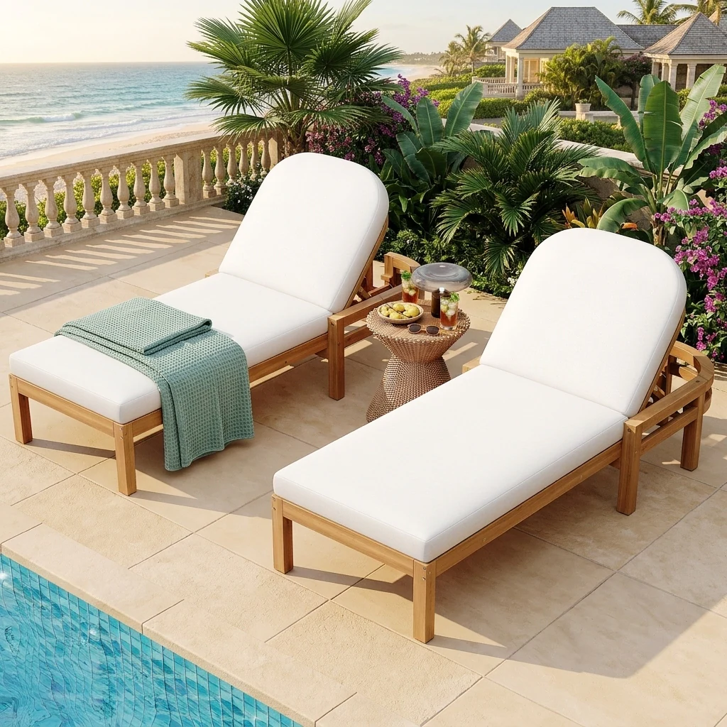 5-Position Adjustable Outdoor Chaise Lounge with Arched Backrest by Leisure Zone - Image 24