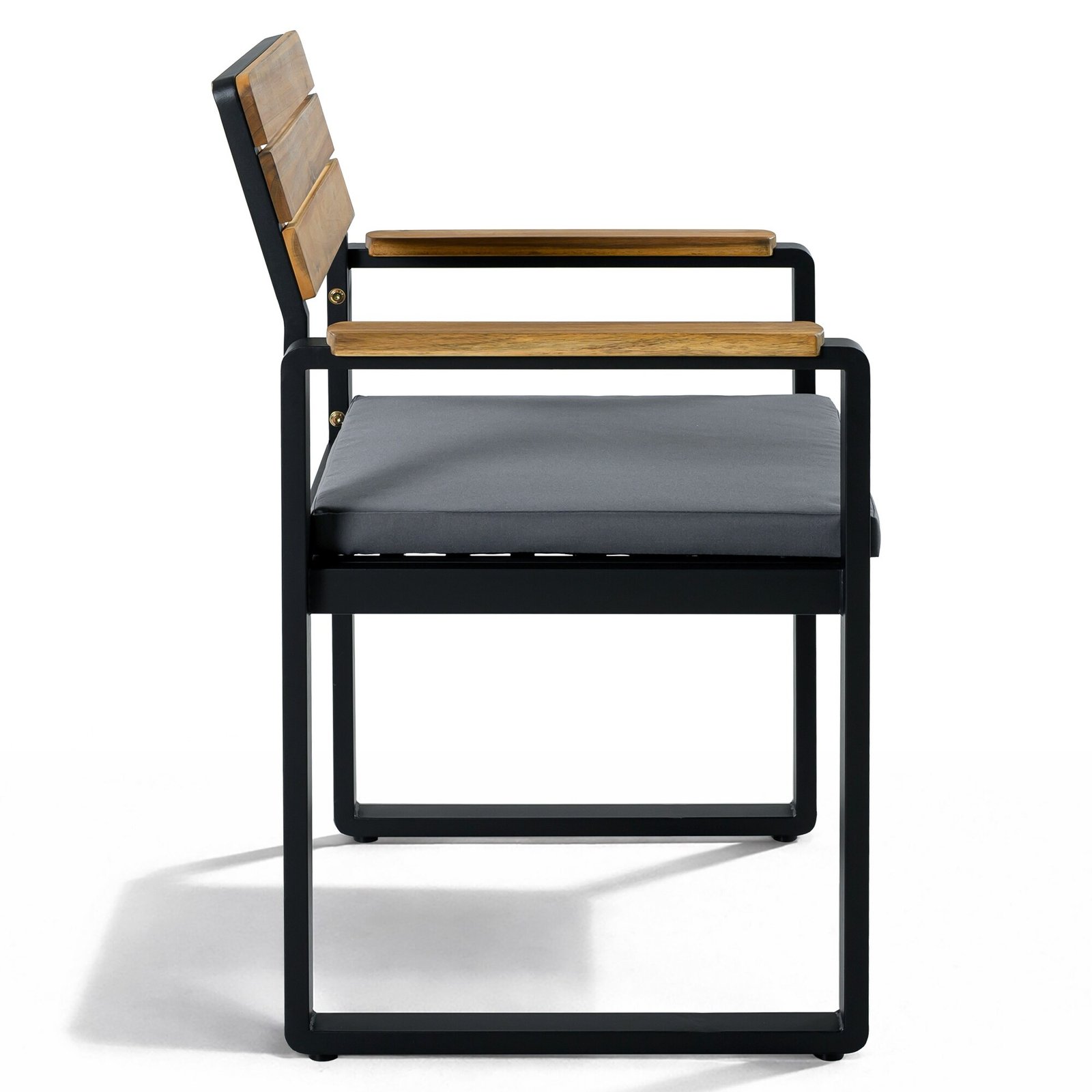 Acacia Wood & Steel Patio Dining Set with Cushioned Chairs & Bench by Leisure Zone - Image 18