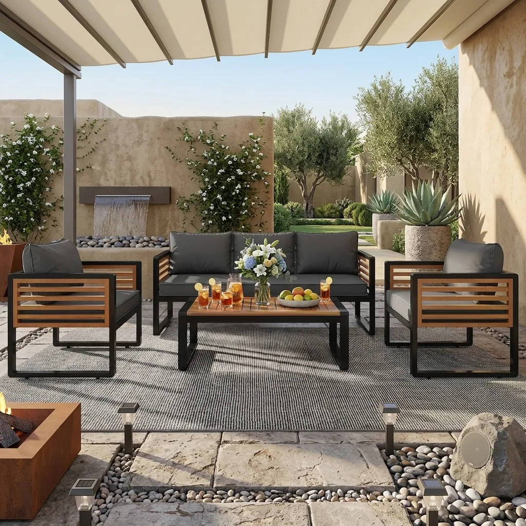 4-Piece Outdoor Conversation Set with Removable Cushions by Leisure Zone - Image 26