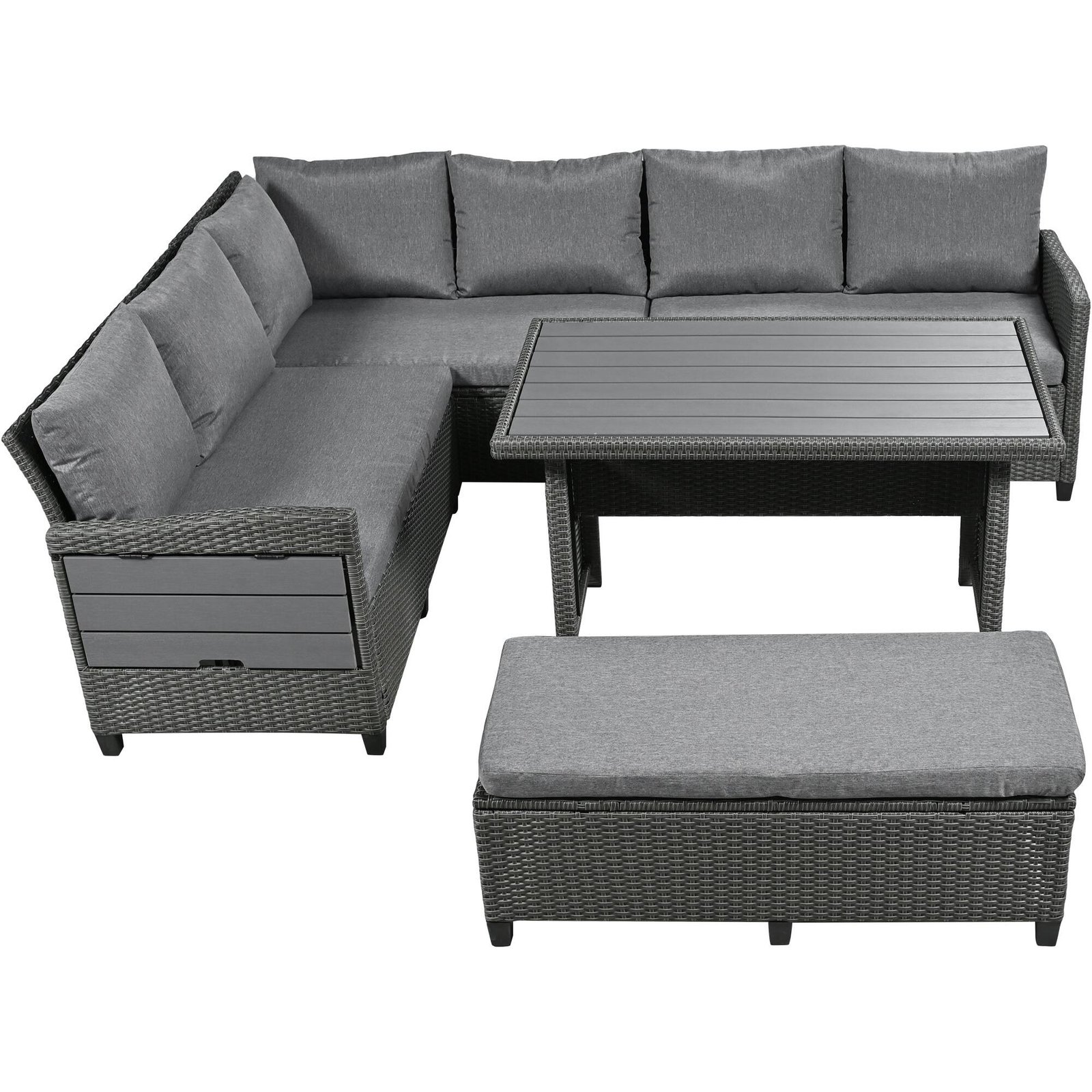 5-Piece L-Shaped Garden Furniture with Extendable Side Tables & Dining Table by Leisure Zone - Image 12