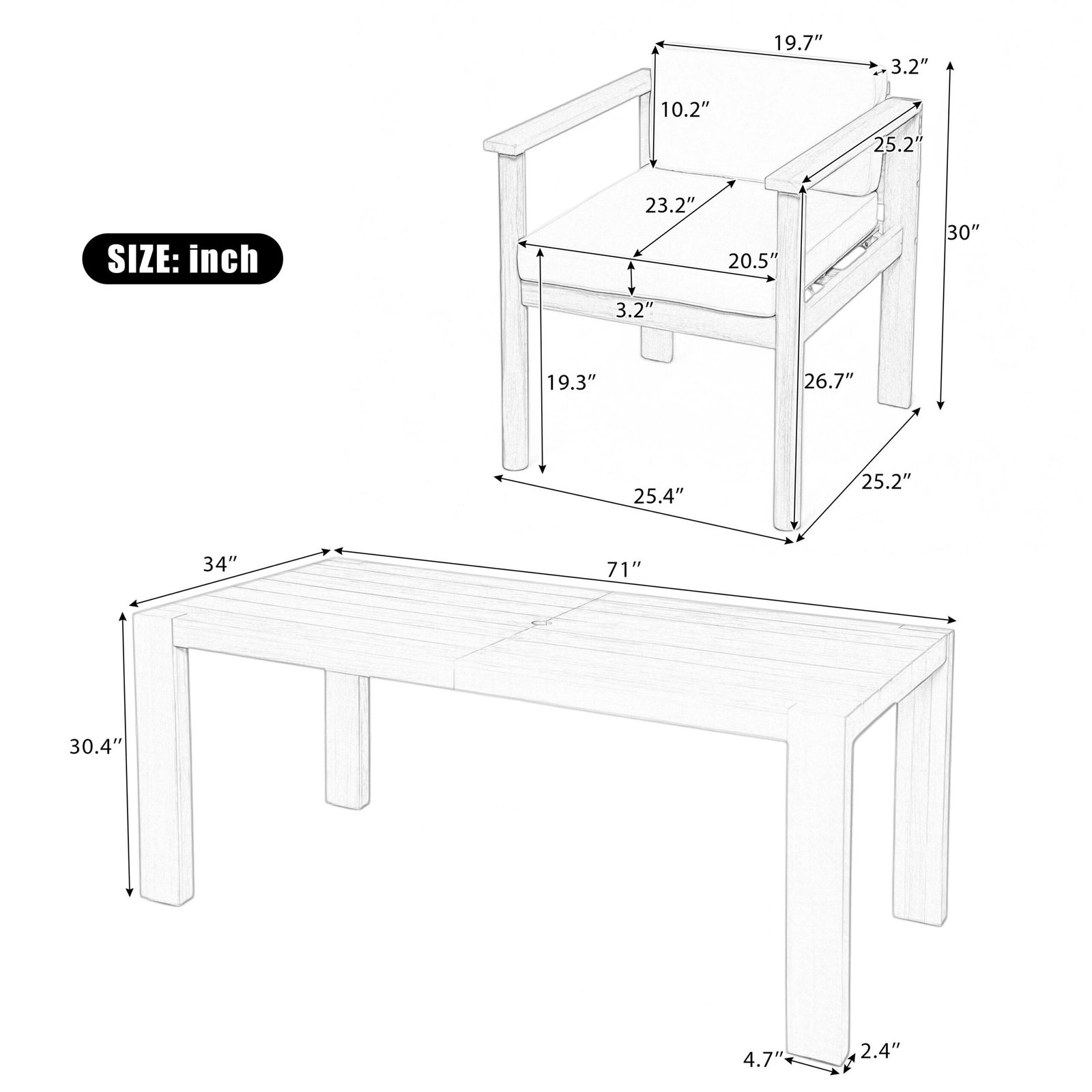 7-Piece Outdoor Acacia Wood Patio Dining Set for 6 by Leisure Zone - Image 10