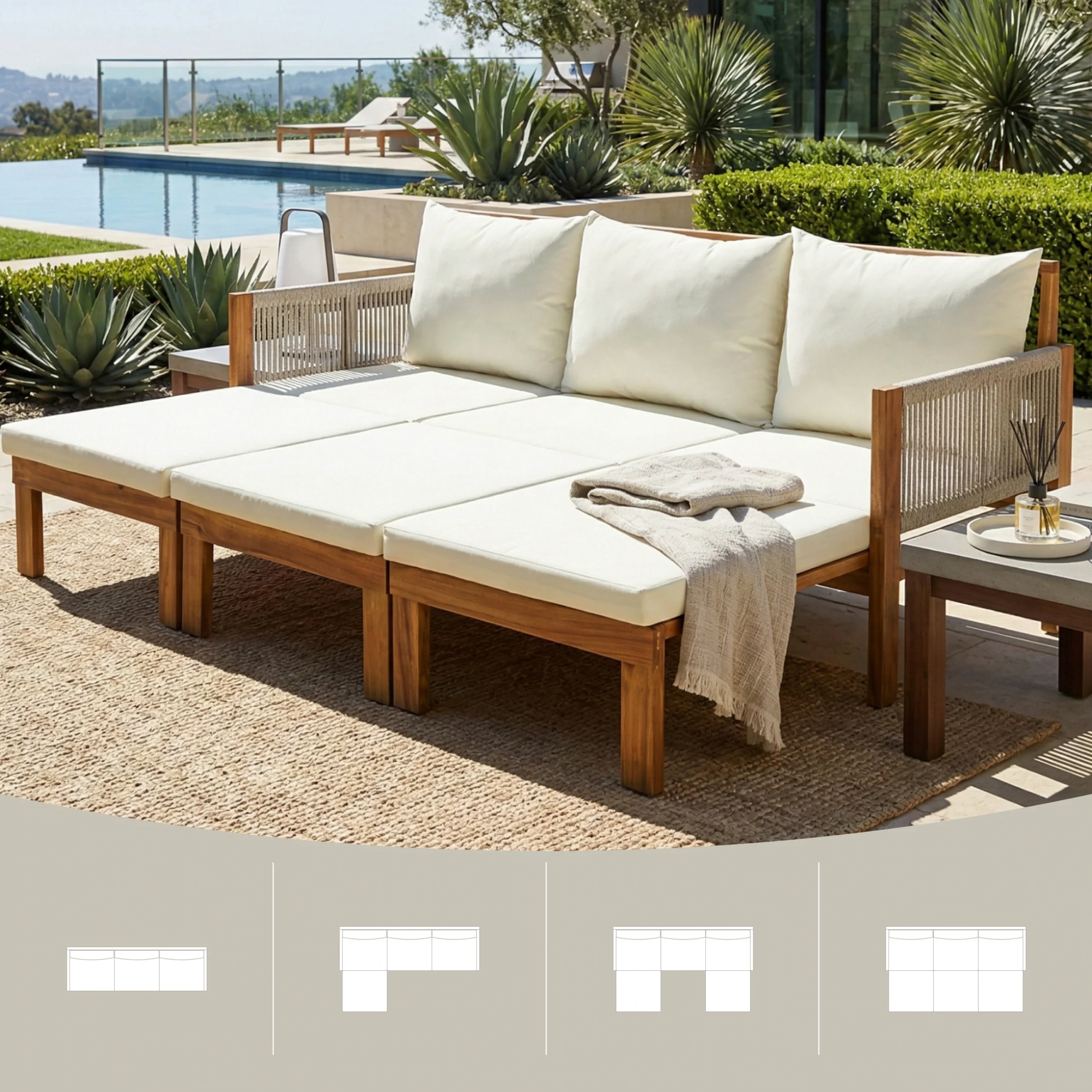 3-in-1 Outdoor Daybed & Patio Sofa with Pull-Out Sleeper by Leisure Zone - Image 8