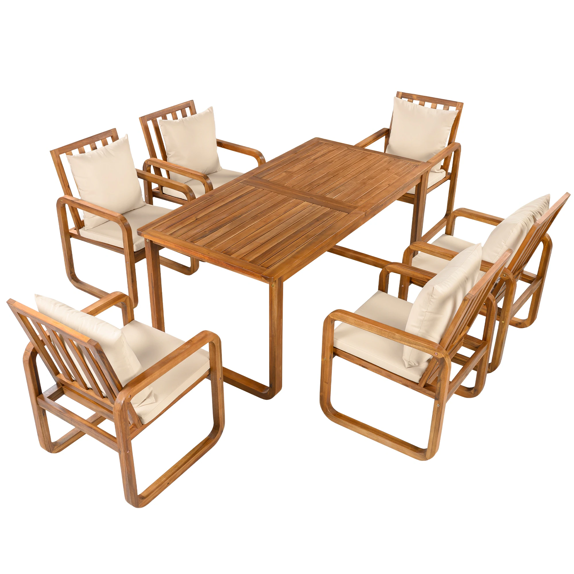 7-Piece Acacia Wood Outdoor Dining Set with Water-Resistant Cushions by Leisure Zone - Image 14