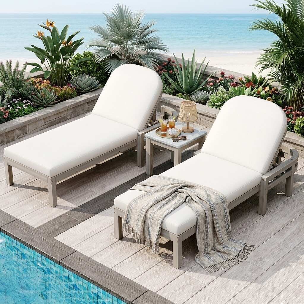 5-Position Adjustable Outdoor Chaise Lounge with Arched Backrest by Leisure Zone - Image 12
