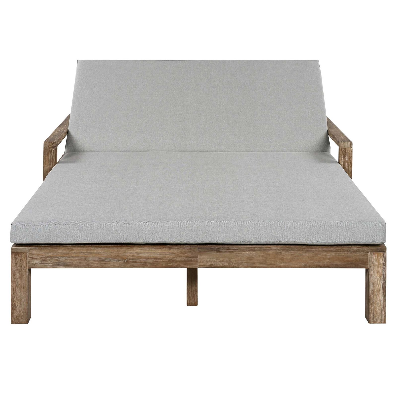 Farmhouse Acacia Wood Double Outdoor Sunbed with Adjustable Backrest by Leisure Zone - Image 15