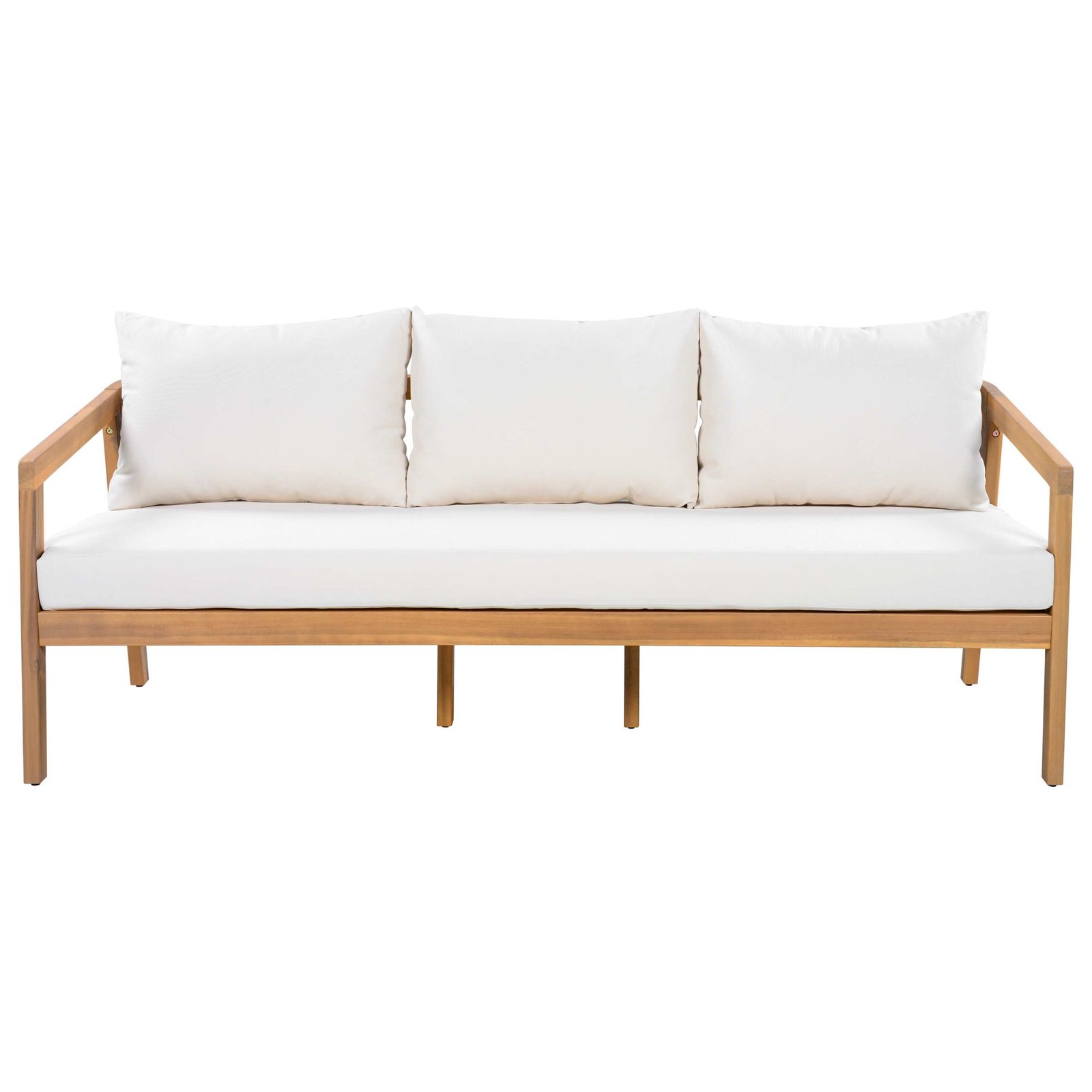 3-Seater Acacia Outdoor Patio Sofa with Thick Cushions by Leisure Zone - Image 3