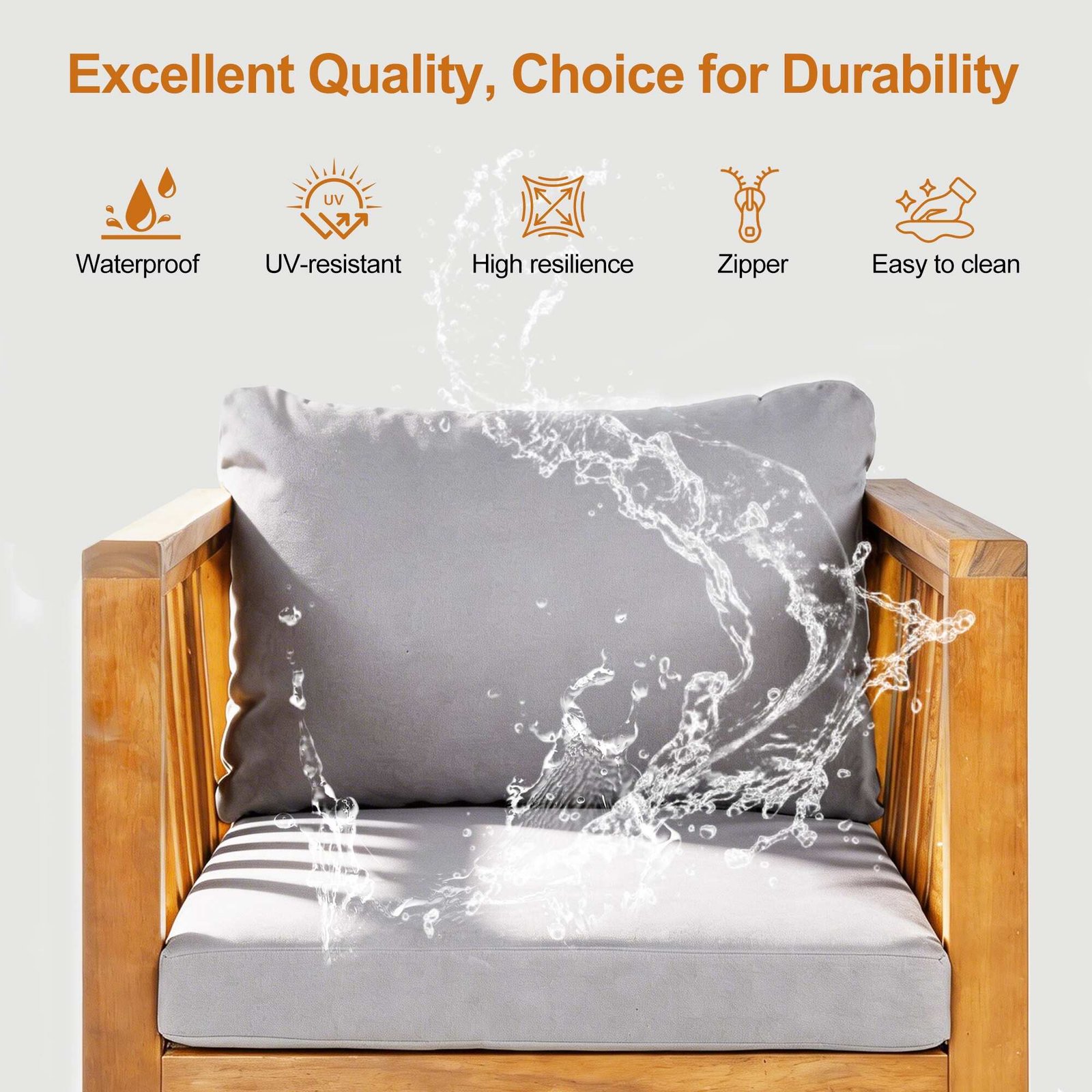 Outdoor Acacia Club Chair with Square Arms by Leisure Zone - Image 17