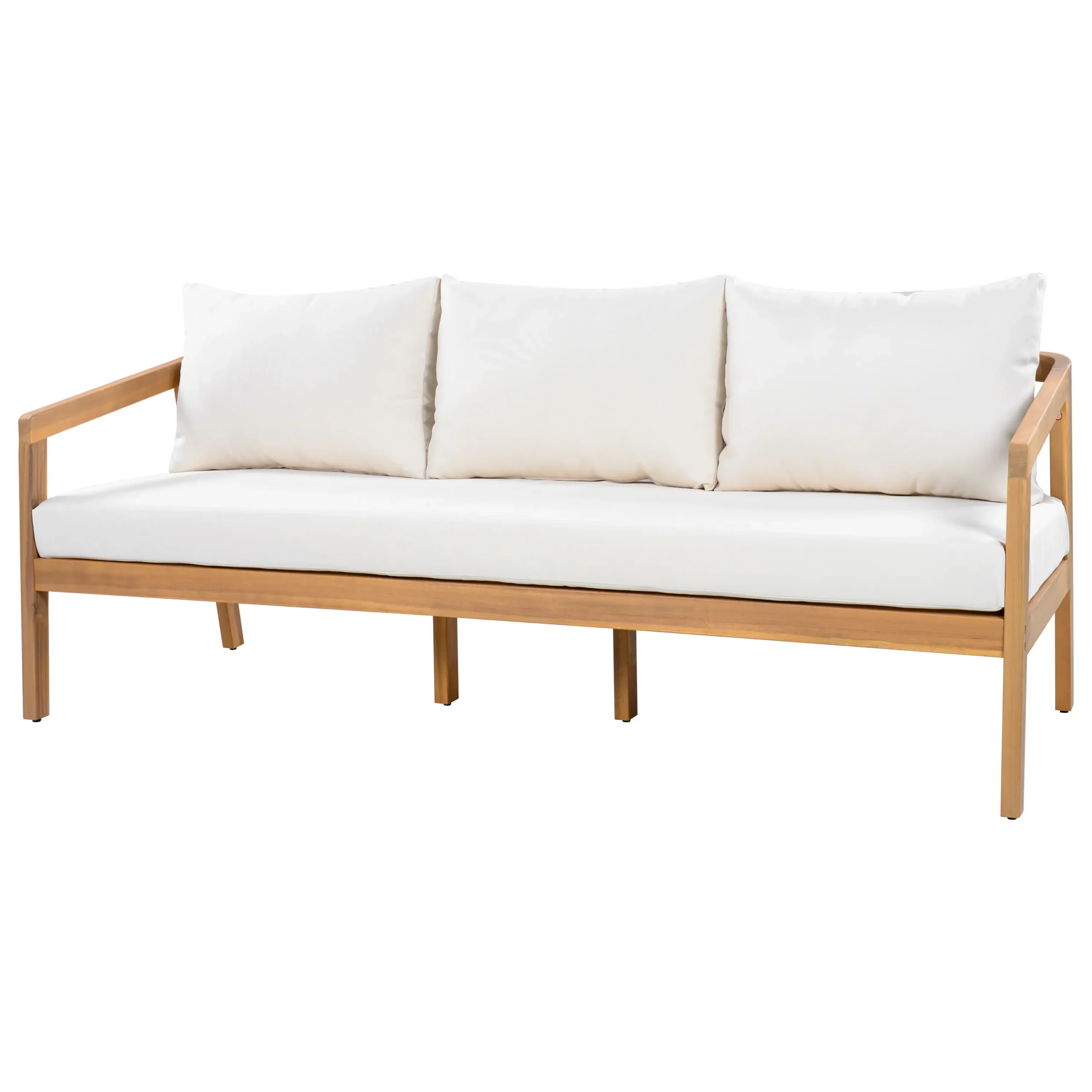 3-Seater Acacia Outdoor Patio Sofa with Thick Cushions by Leisure Zone - Image 4