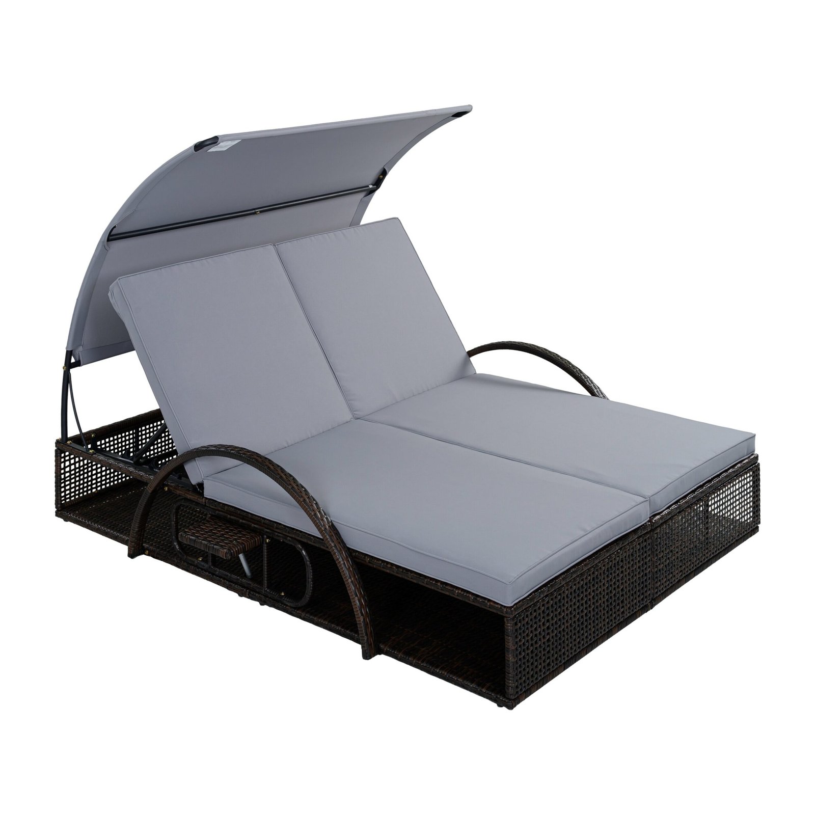 Double Outdoor Sun Lounger with Adjustable Backrest & Hidden Side Table by Leisure Zone - Image 25