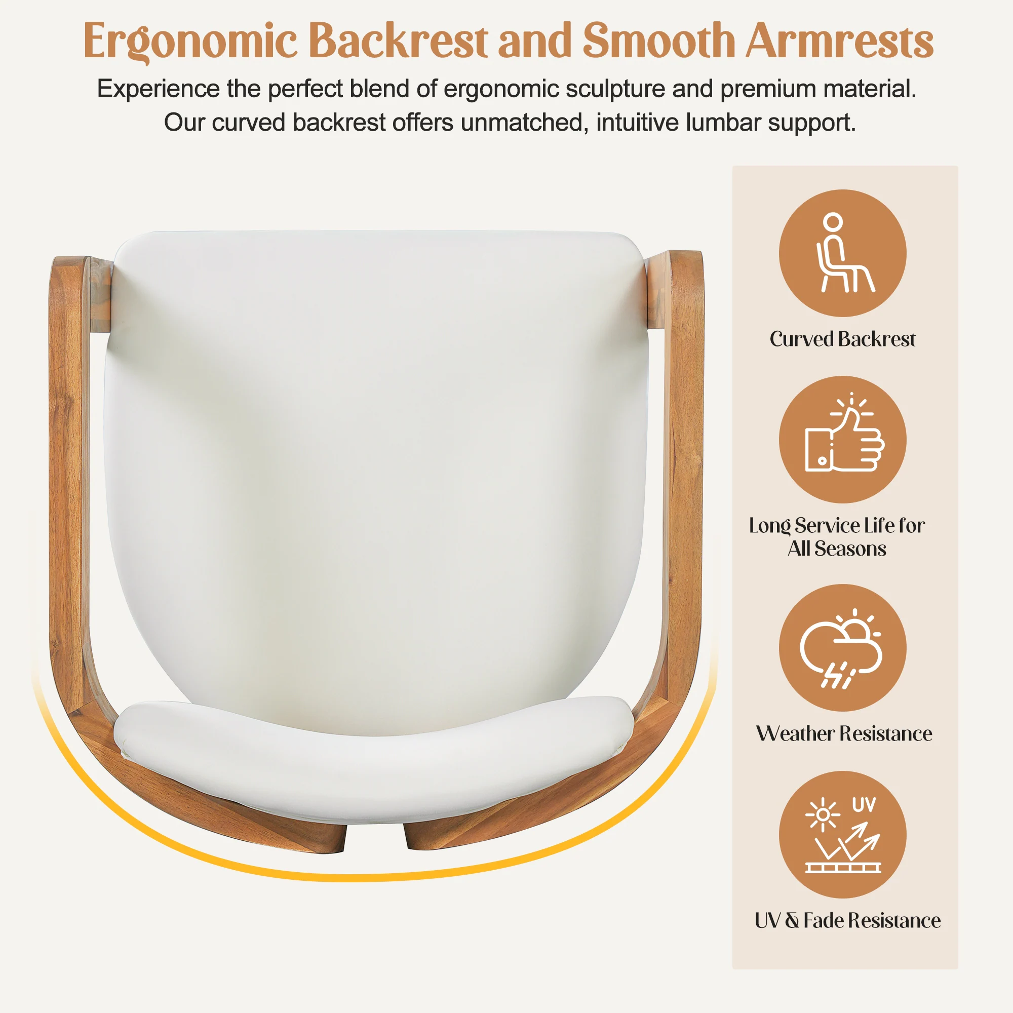 Set of 2 Outdoor Acacia Barrel Dining Chairs with Cushioned Wraparound Back by Leisure Zone - Image 9