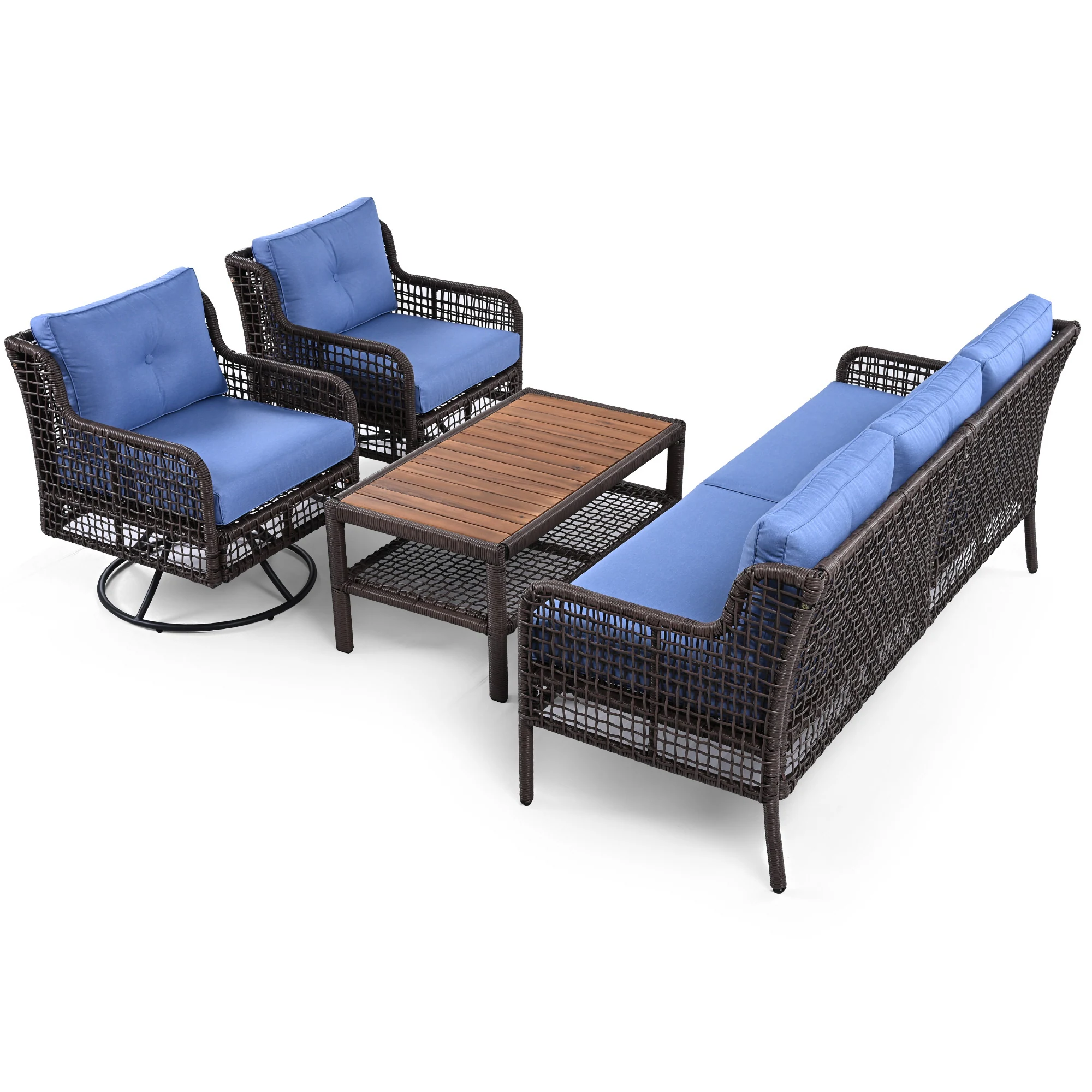 Leisure Zone 4-Piece Outdoor Patio Set with 360° Swivel Lounge Chairs - Image 14