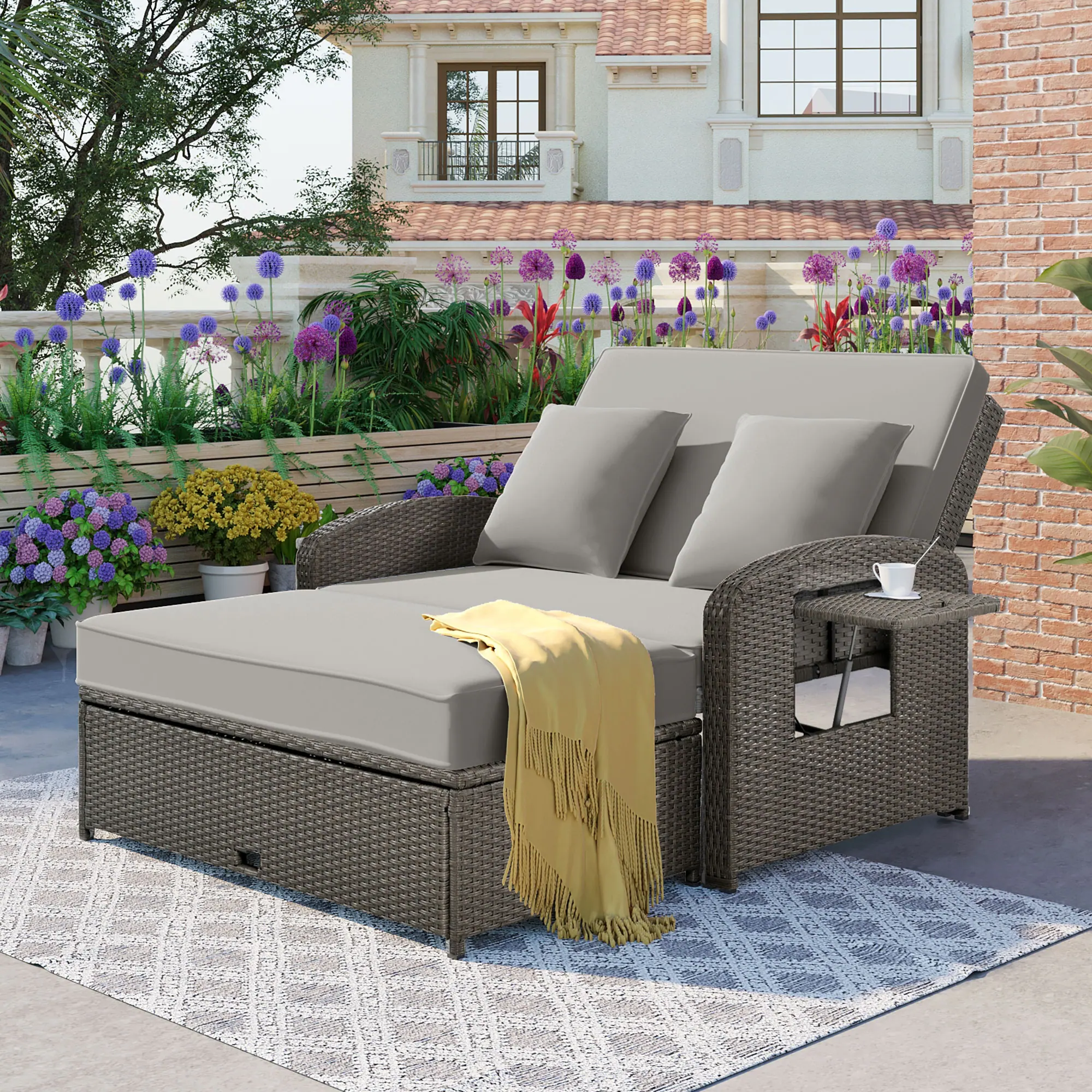 2-Person Reclining Daybed with Adjustable Back & Cushions by Leisure Zone - Image 11