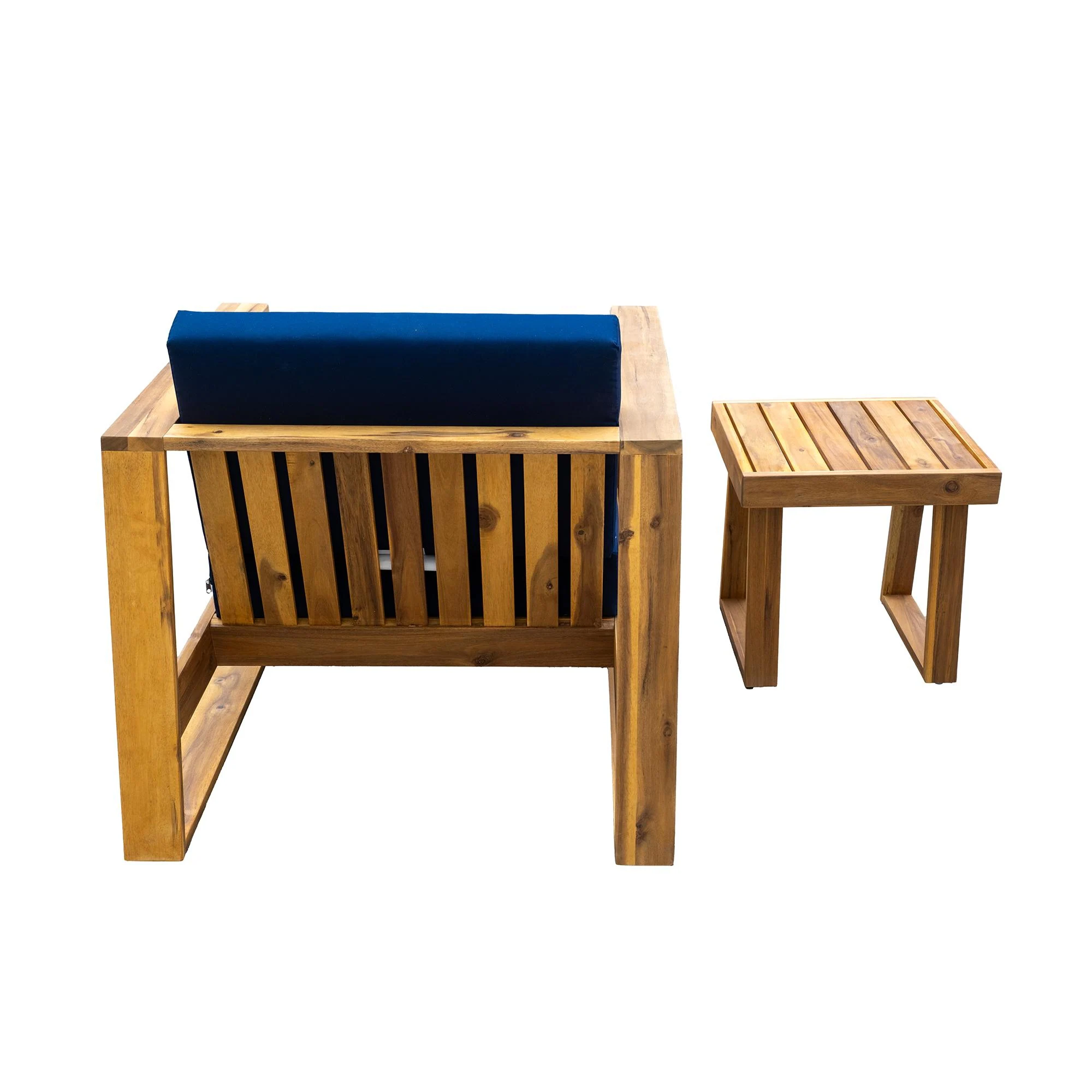 3-Piece Acacia Wood Outdoor Lounge Set with Ottoman and Side Table by Leisure Zone - Image 12