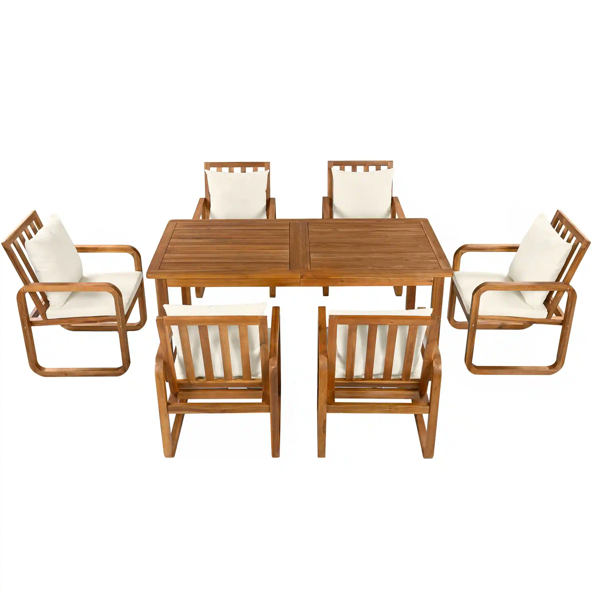 7-Piece Acacia Wood Outdoor Dining Set with Water-Resistant Cushions by Leisure Zone - Image 6