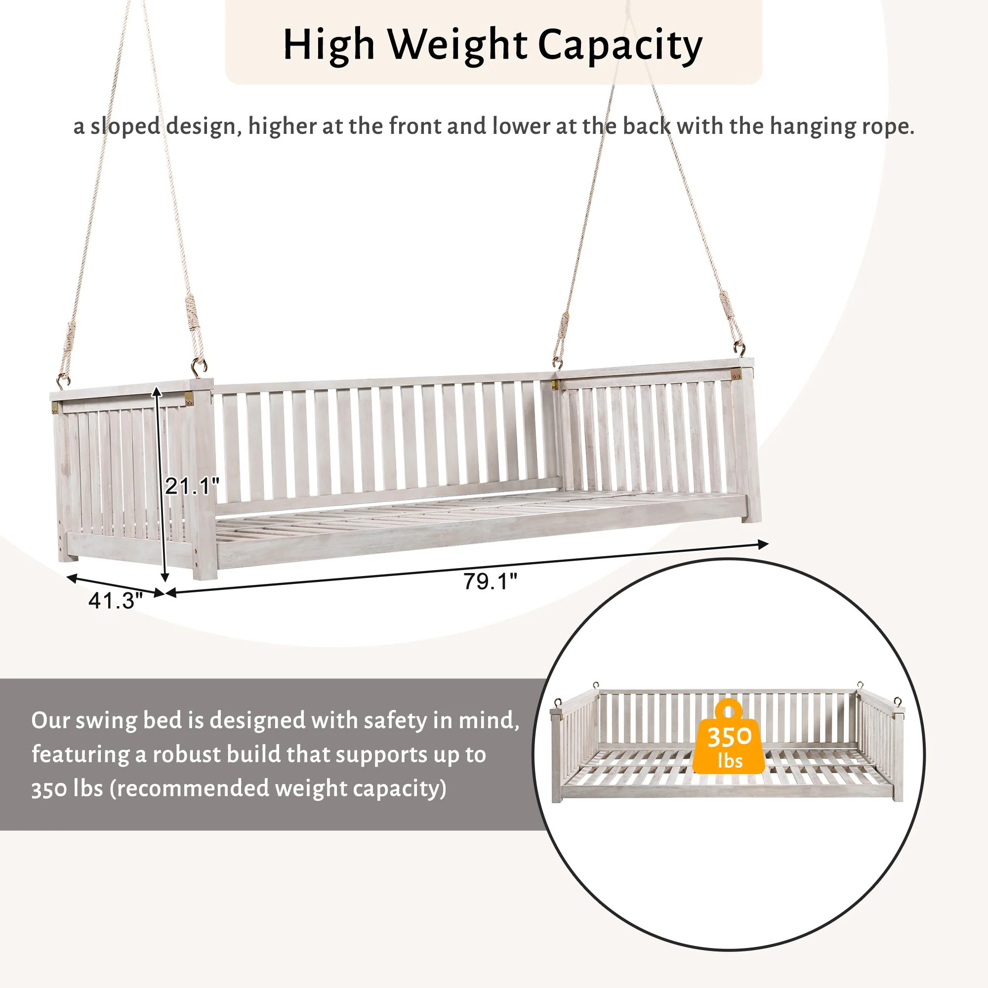 Minimalist Twin Size Garden Swing Bed by Leisure Zone - Image 9