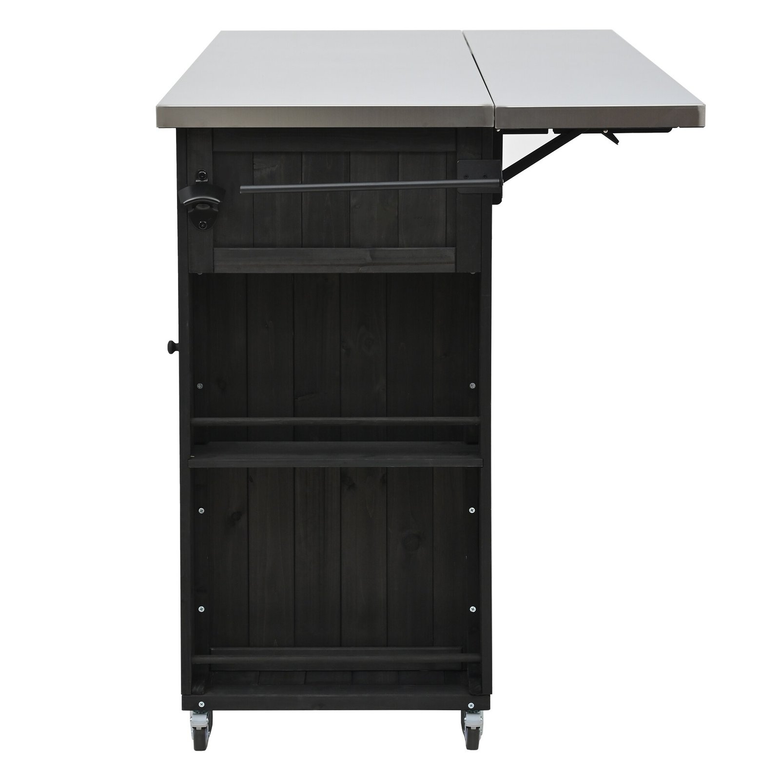 Outdoor Kitchen Island with Foldable Stainless Steel Countertop & Storage by Leisure Zone - Image 23