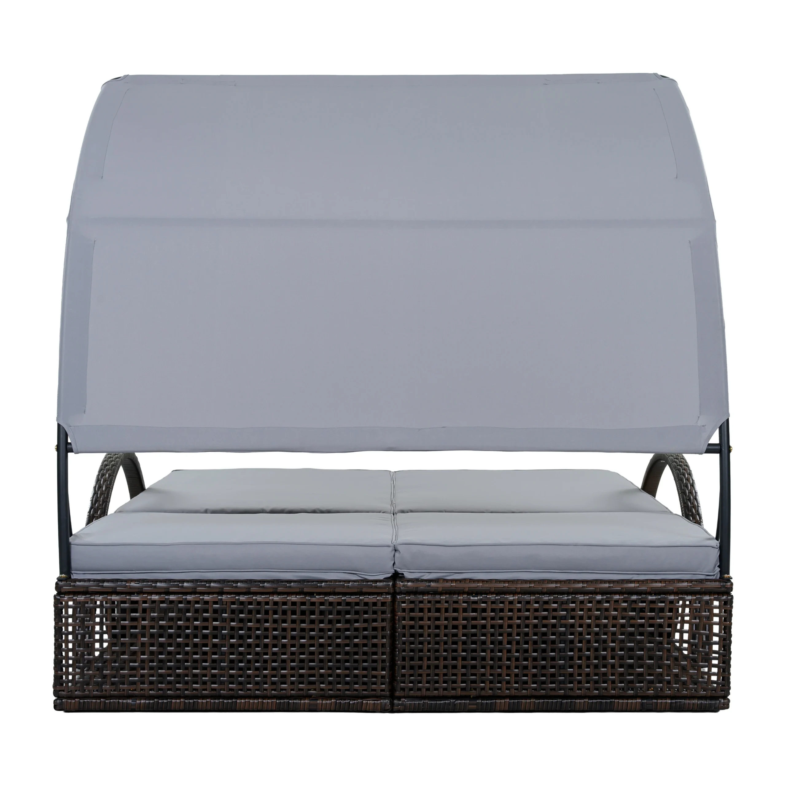 Double Outdoor Sun Lounger with Adjustable Backrest & Hidden Side Table by Leisure Zone - Image 30