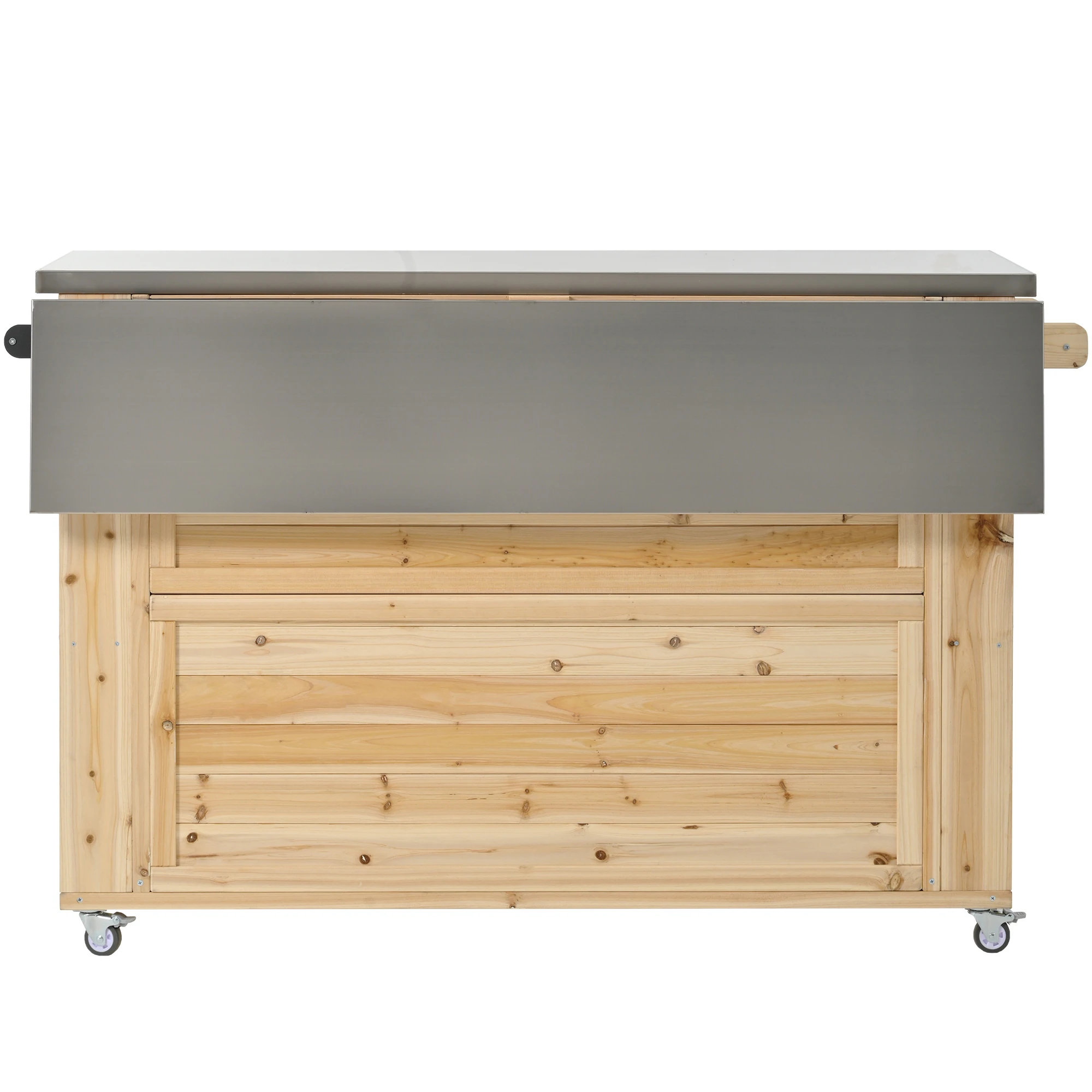Outdoor Kitchen Island with Foldable Stainless Steel Countertop & Storage by Leisure Zone - Image 6