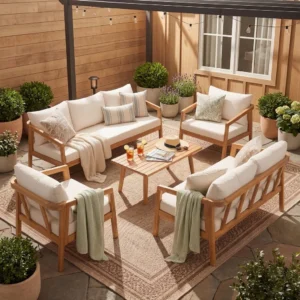 Acacia Wood Outdoor Patio Conversation Set by Leisure Zone