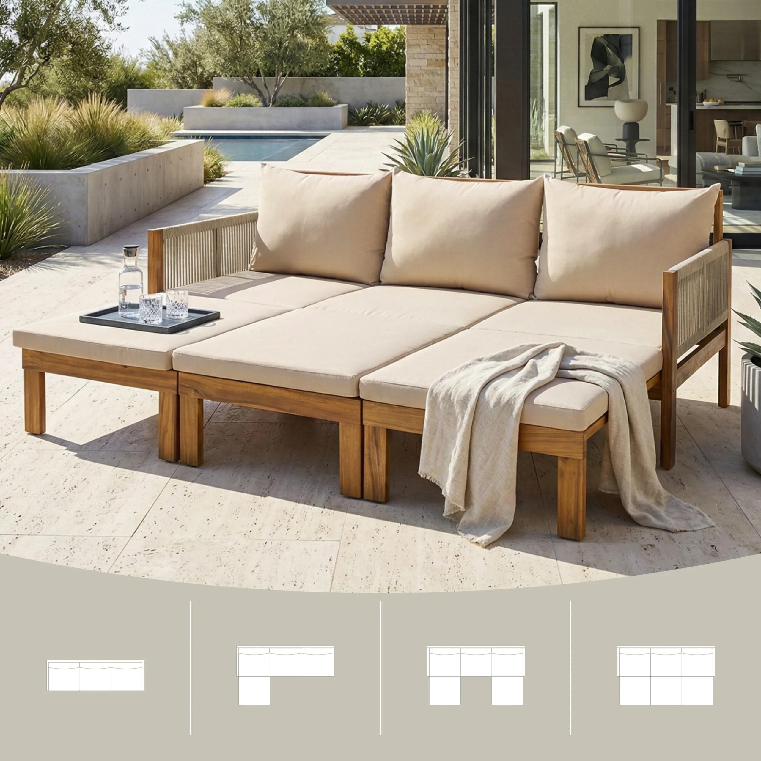 3-in-1 Outdoor Daybed & Patio Sofa with Pull-Out Sleeper by Leisure Zone - Image 20