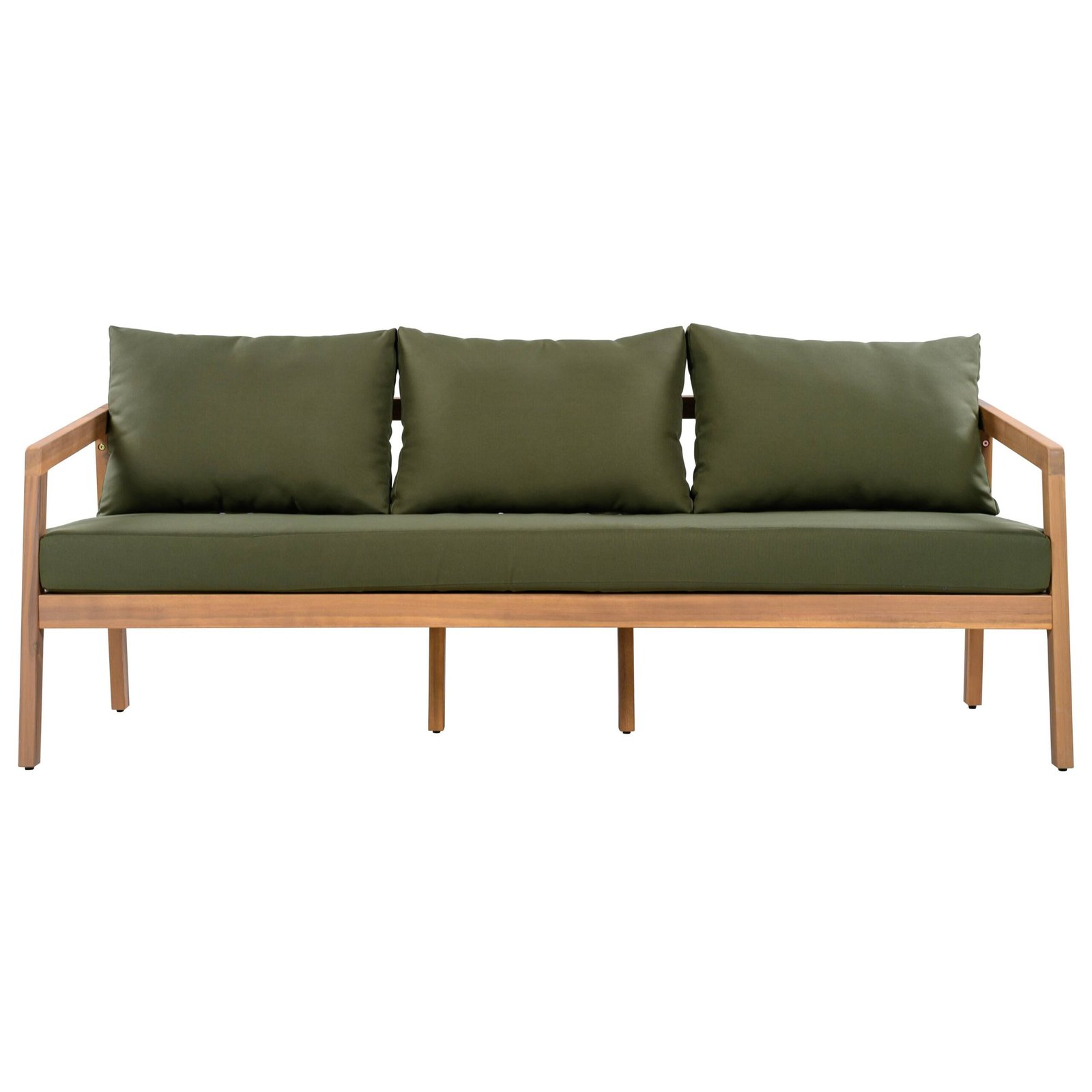 3-Seater Acacia Outdoor Patio Sofa with Thick Cushions by Leisure Zone - Image 15
