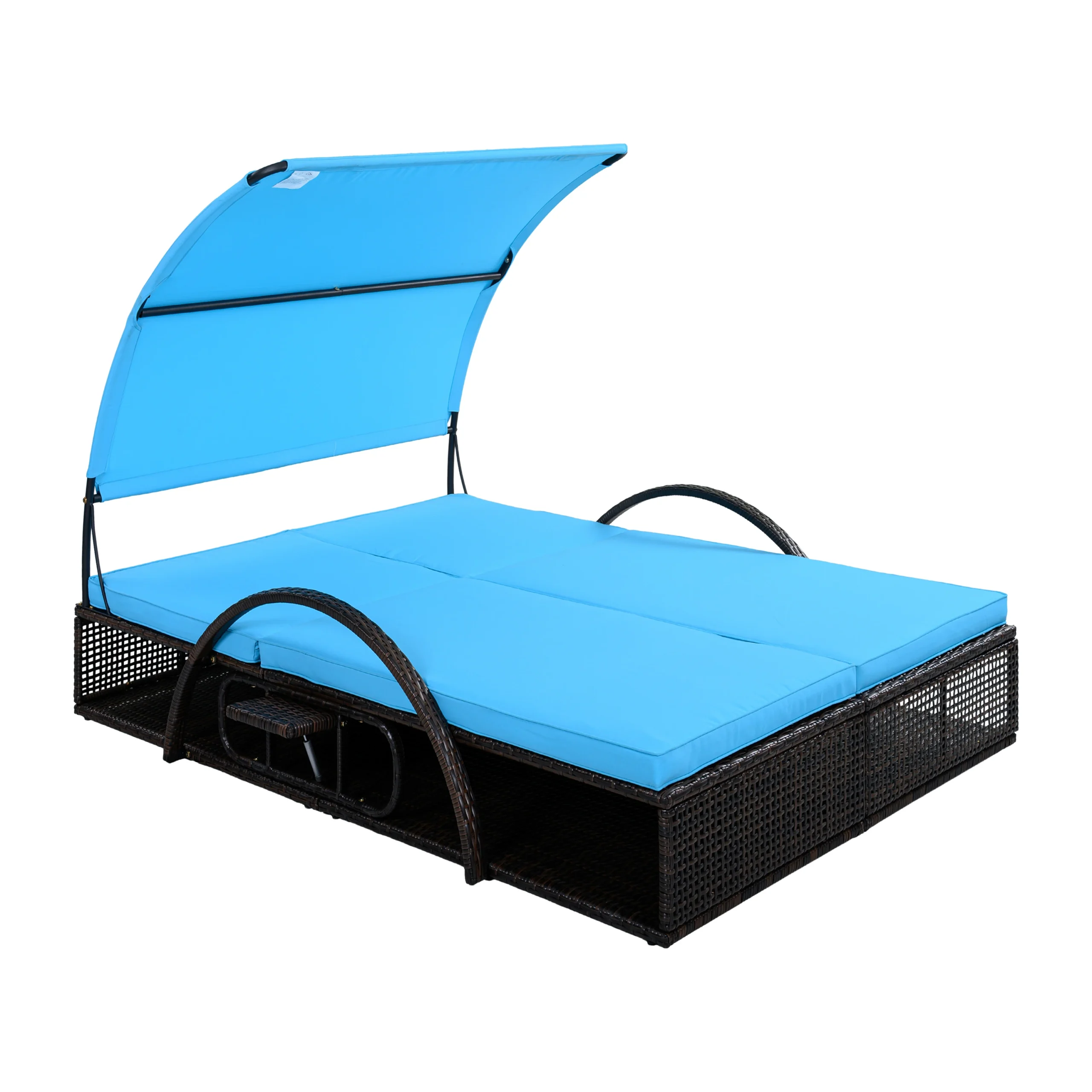 Double Outdoor Sun Lounger with Adjustable Backrest & Hidden Side Table by Leisure Zone - Image 15