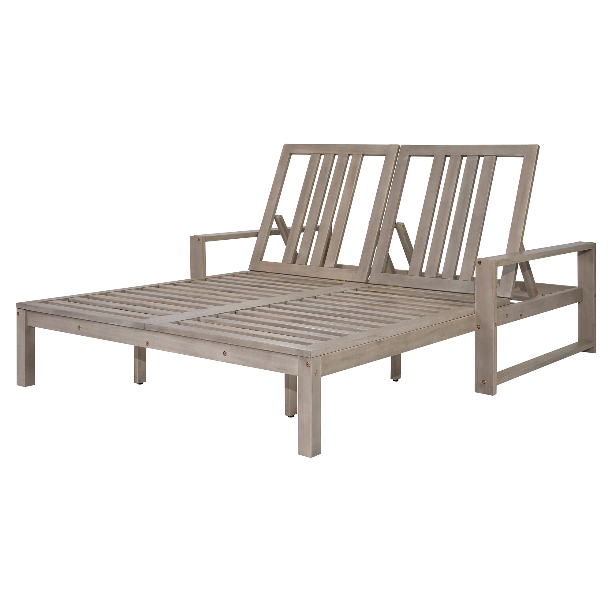 Outdoor Double Chaise Lounge Chair with Dual 5-Position Backrests by Leisure Zone - Image 20